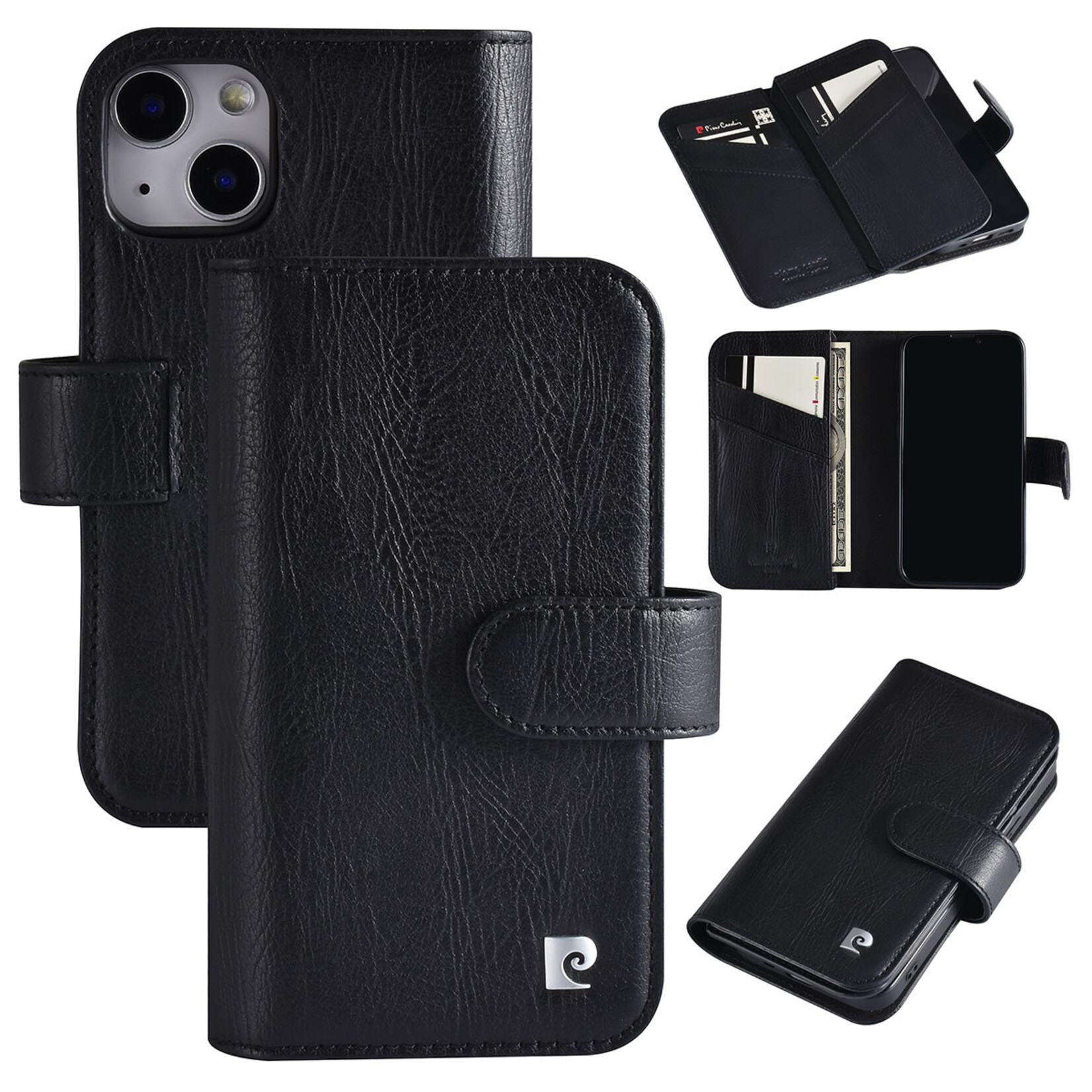 Pierre Cardin Pierre Cardin Zwart Leer Book Case Telefoonhoesje voor Apple iPhone 13 Mini - Bescherming & Stijl