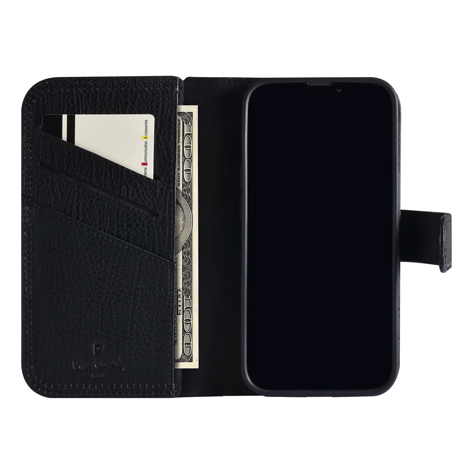 Pierre Cardin Pierre Cardin Zwart Leer Book Case Smartphonehoesje voor Apple iPhone 13 Pro - Bescherming en Stijlvol Design