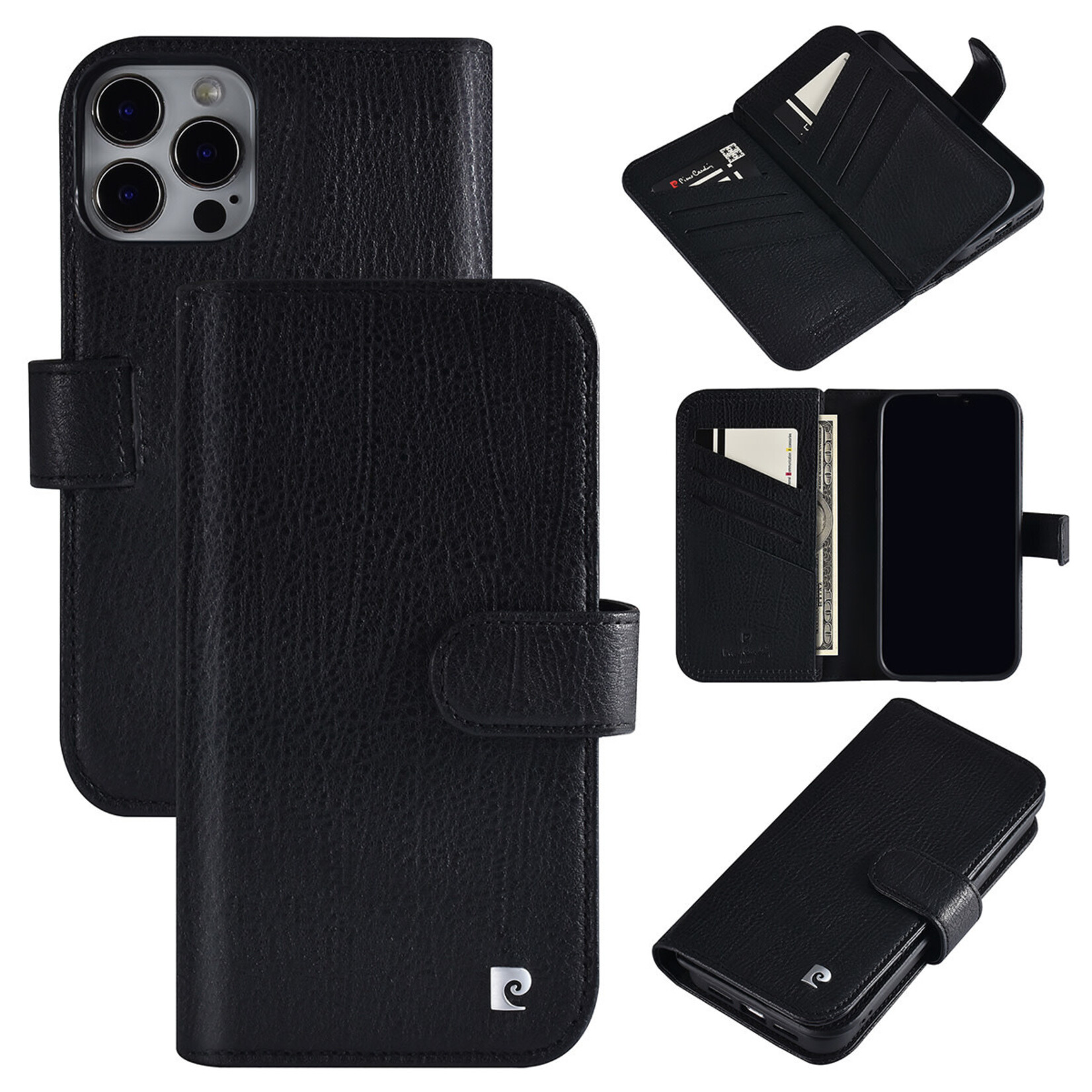 Pierre Cardin Pierre Cardin Zwart Leer Book Case Telefoonhoesje voor Apple iPhone 13 Pro Max - Bescherming & Comfort