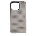 Mercedes-Benz Mercedes-Benz iPhone 13 Pro Hardcase Backcover - Real Leather - Perforated - Beige