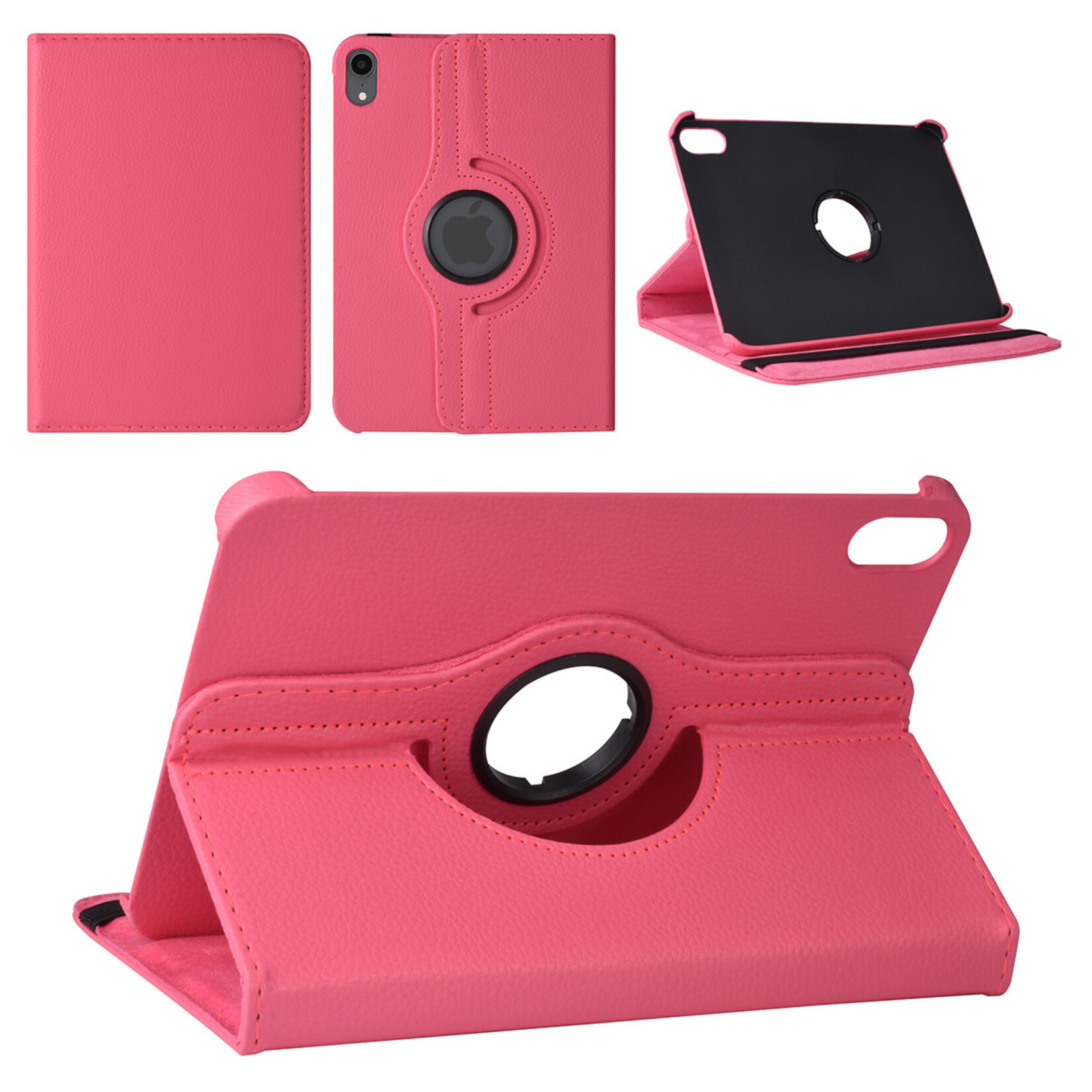 iPad Mini 2021 Book Case Tablethoes - Felroze - 360 graden draaibaar