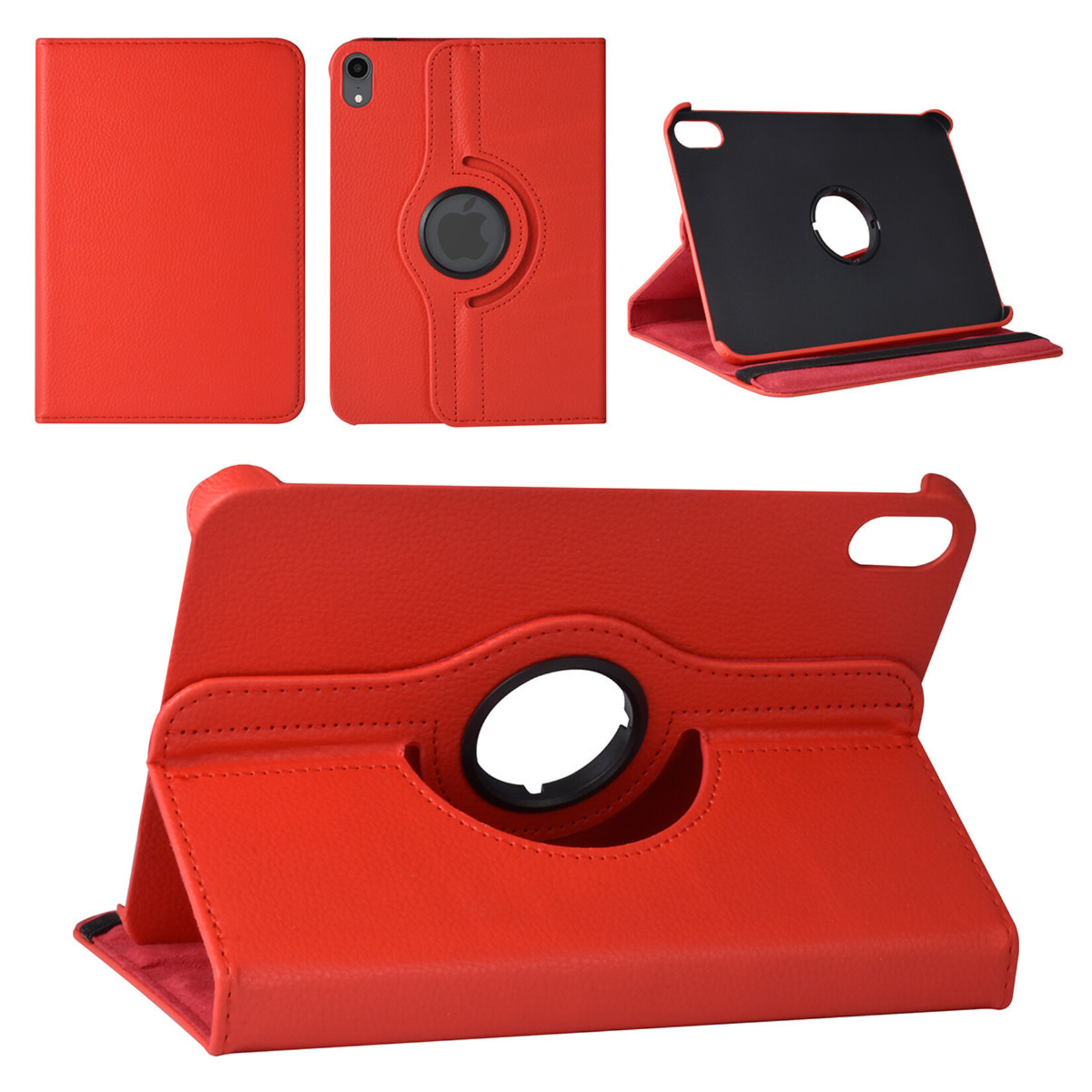 iPad Mini 2021 Book Case Tablethoes - Rood - 360 graden draaibaar