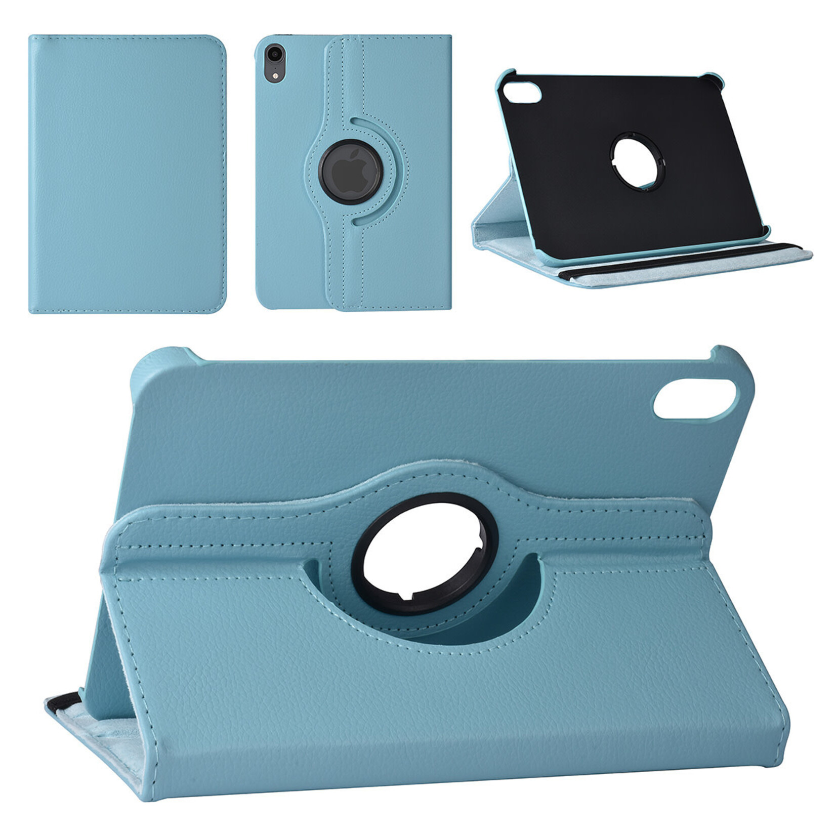 iPad Mini 2021 Book Case Tablethoes - LichtBlauw - 360 graden draaibaar