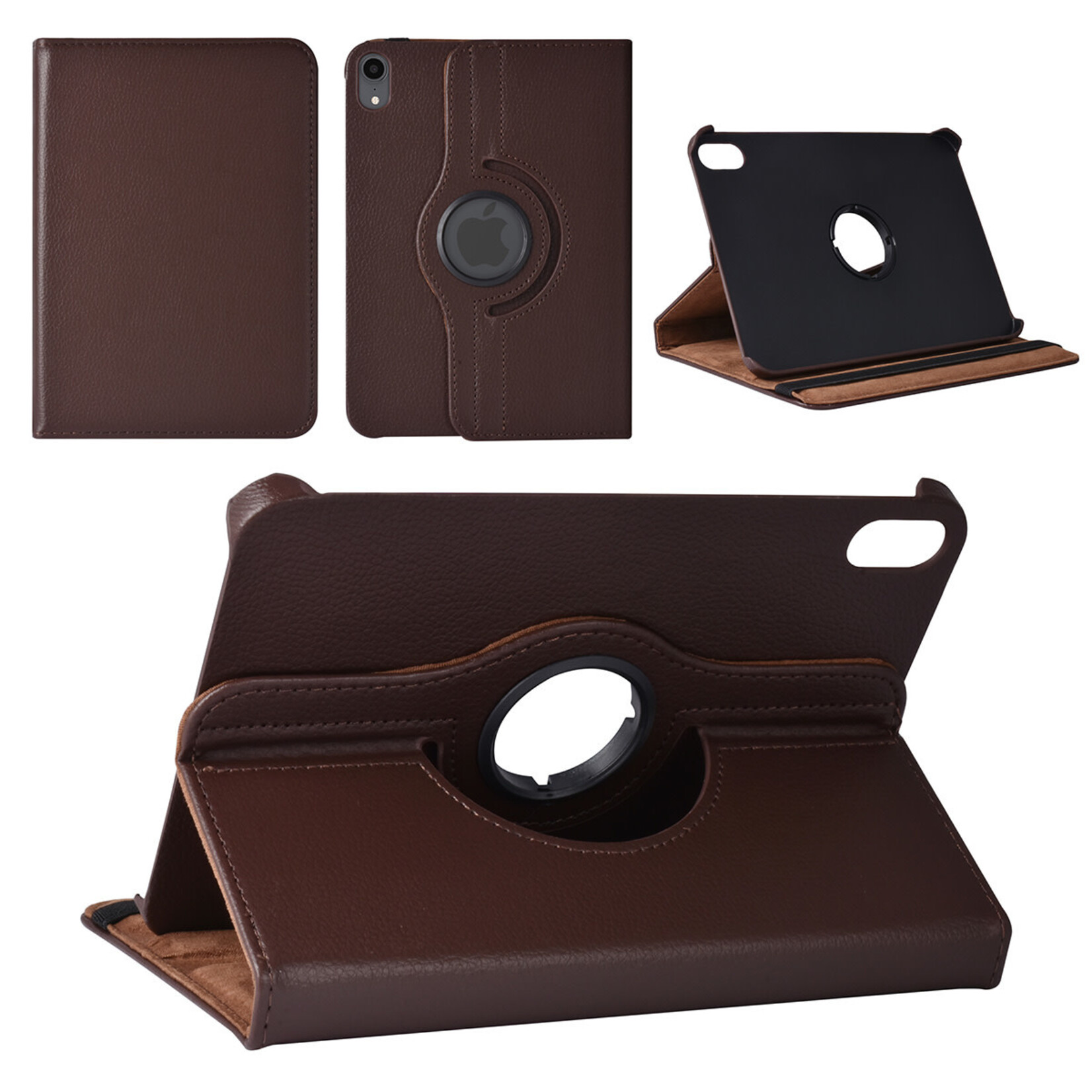 iPad Mini 2021 Book Case Tablethoes - Bruin - 360 graden draaibaar
