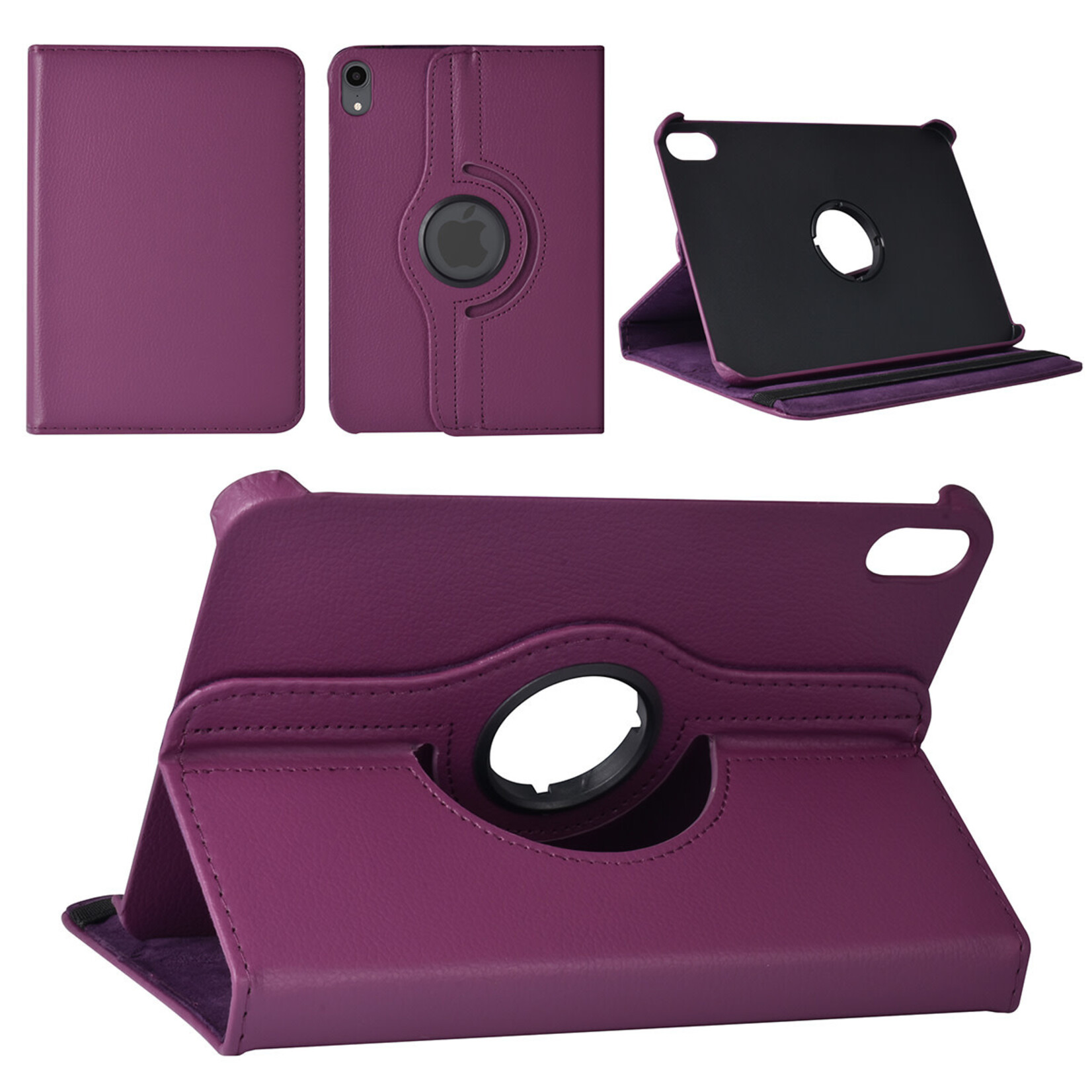 iPad Mini 2021 Book Case Tablethoes - Paars - 360 graden draaibaar