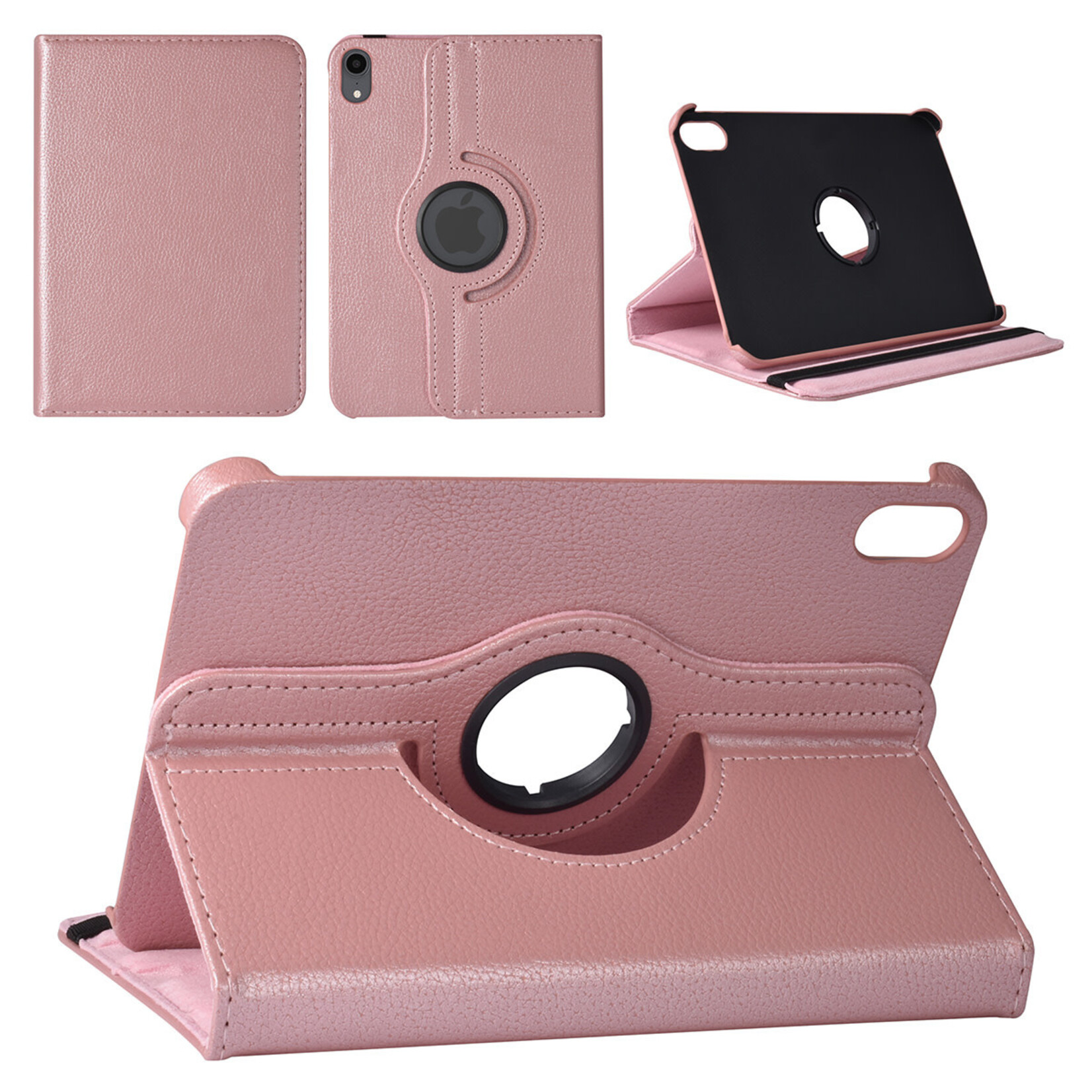 iPad Mini 2021 Book Case Tablethoes - Rose Gold - 360 graden draaibaar