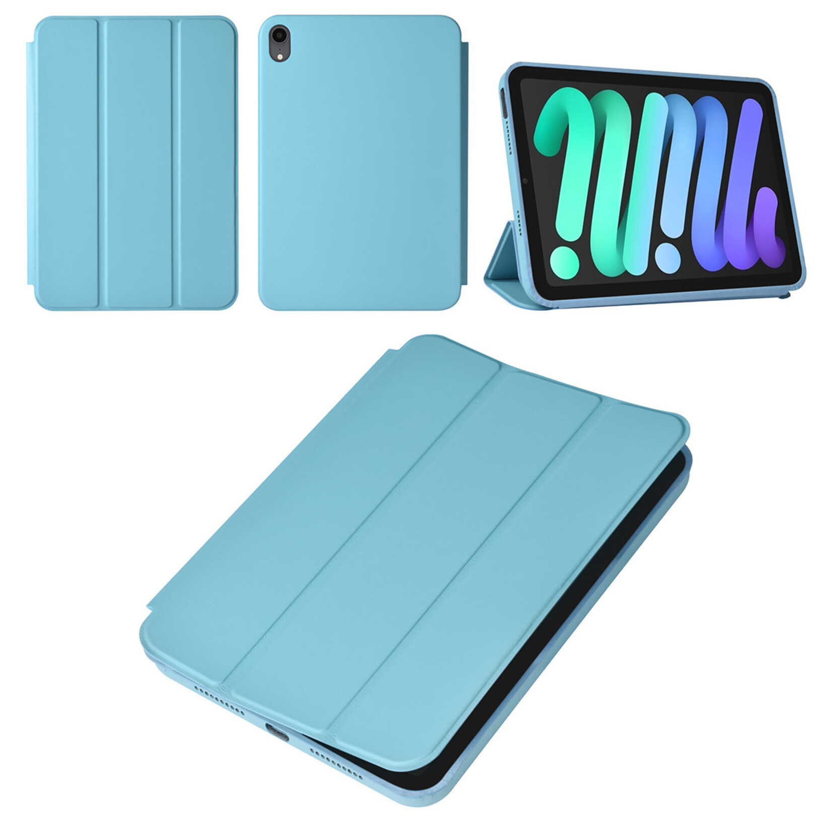 iPad Mini 2021 Book Case Tablethoes - LichtBlauw - Smart Case