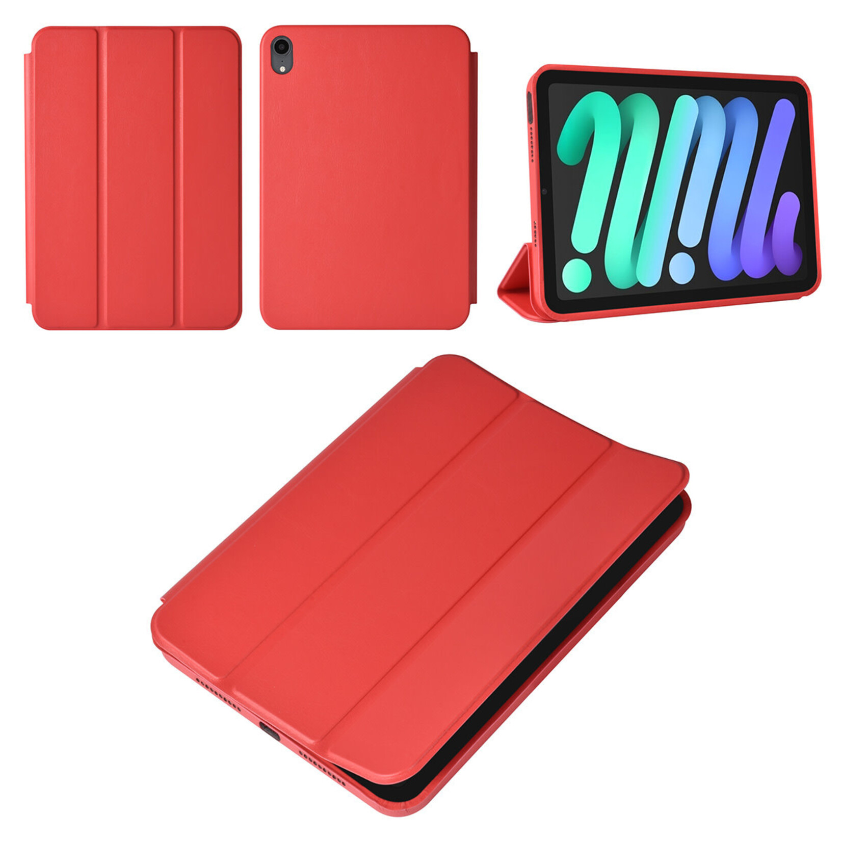 iPad Mini 2021 Book Case Tablethoes - Rood - Smart Case