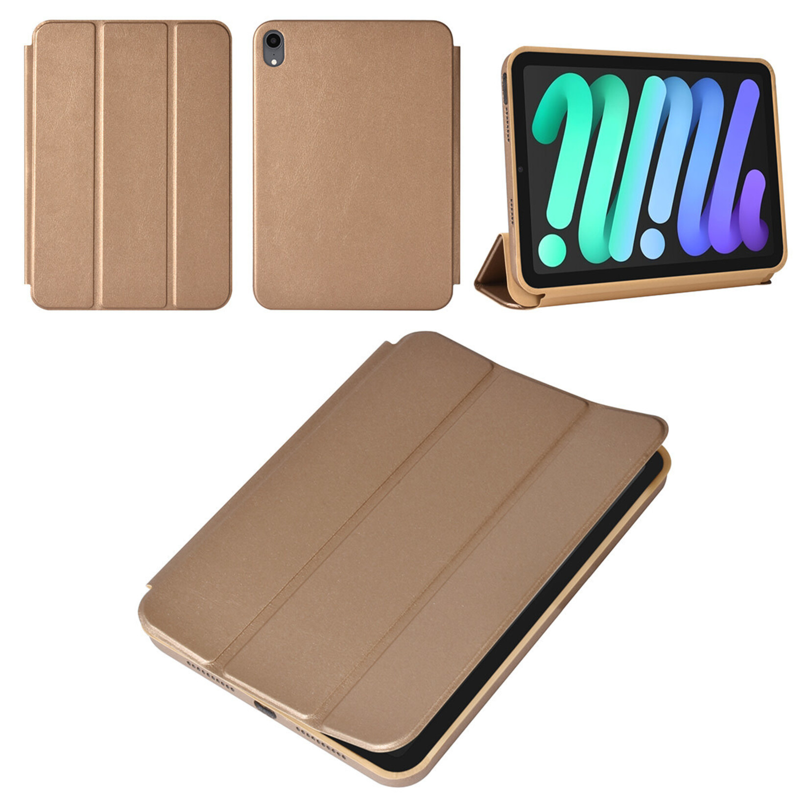 iPad Mini 2021 Book Case Tablethoes - Goud - Smart Case