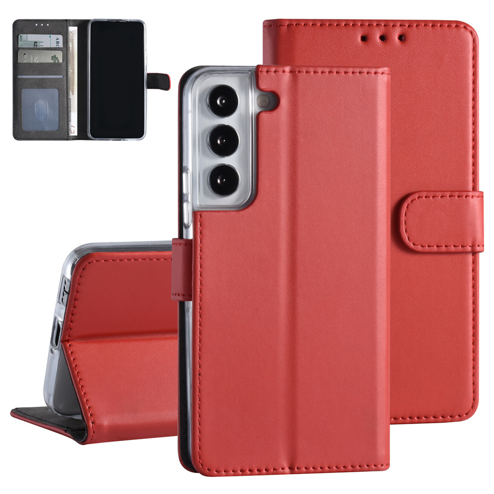 Rood Book Case hoesje voor Samsung Galaxy S22 - Pasjeshouder - Magneetsluiting