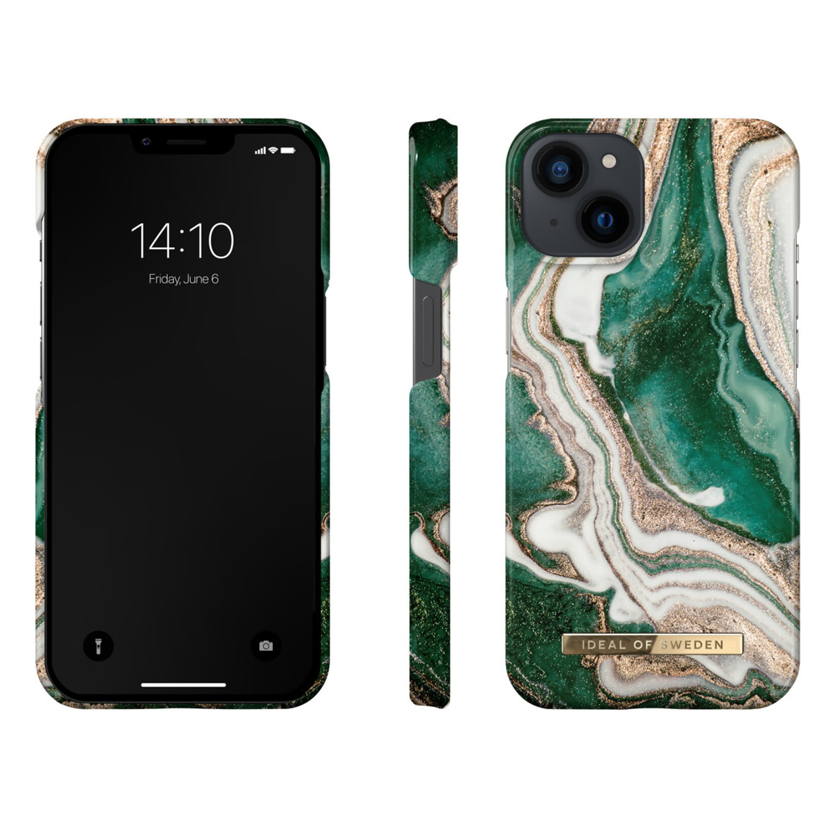 iDeal of Sweden iDeal of Sweden Telefoonhoesje voor Apple iPhone 14 - Jade Marble Back Cover - Kunststof - Bescherming van Telefoon