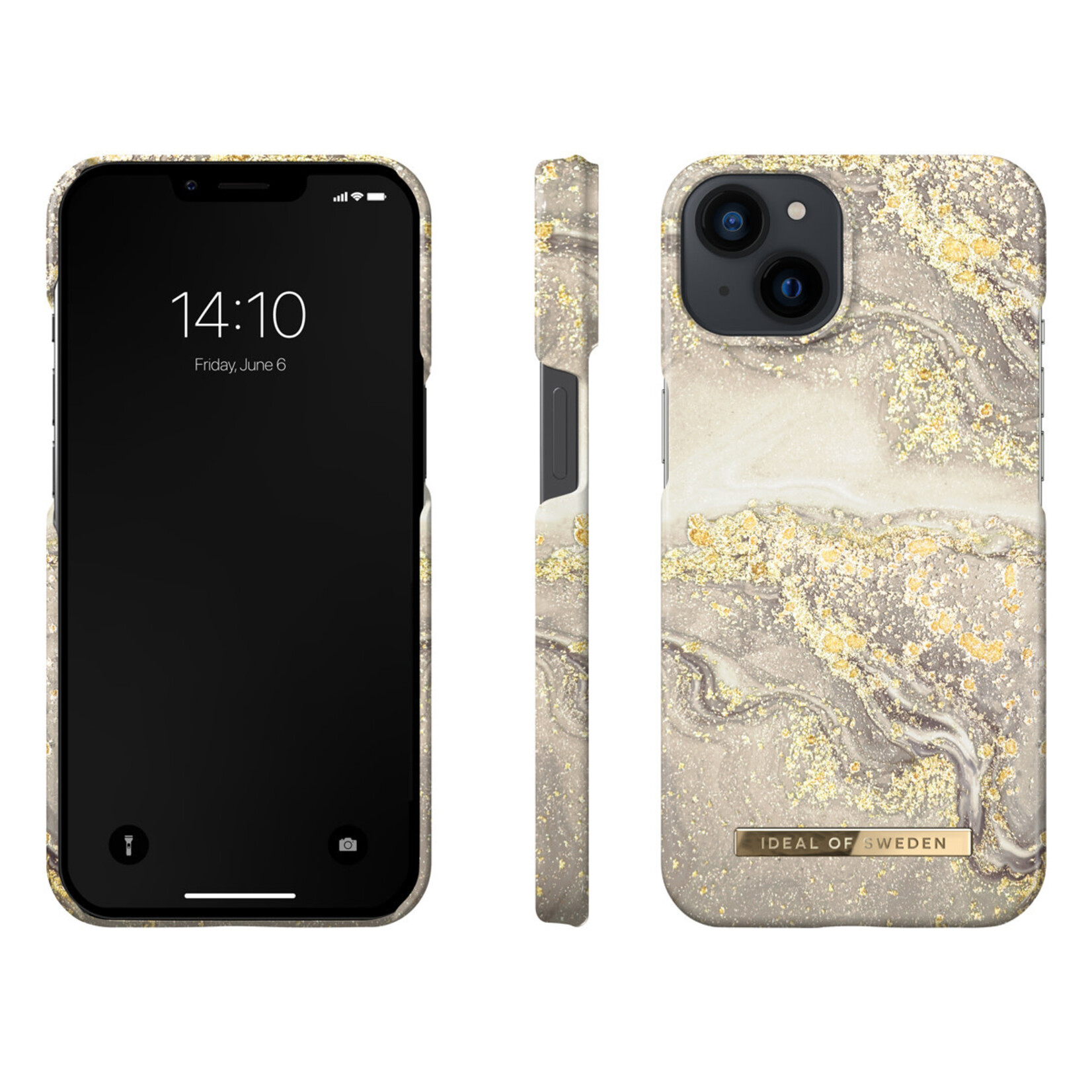 iDeal of Sweden iDeal of Sweden Apple iPhone 14 Greige Marble Back Cover Telefoonhoesje - Kunststof Bescherming & Stijlvol Design.