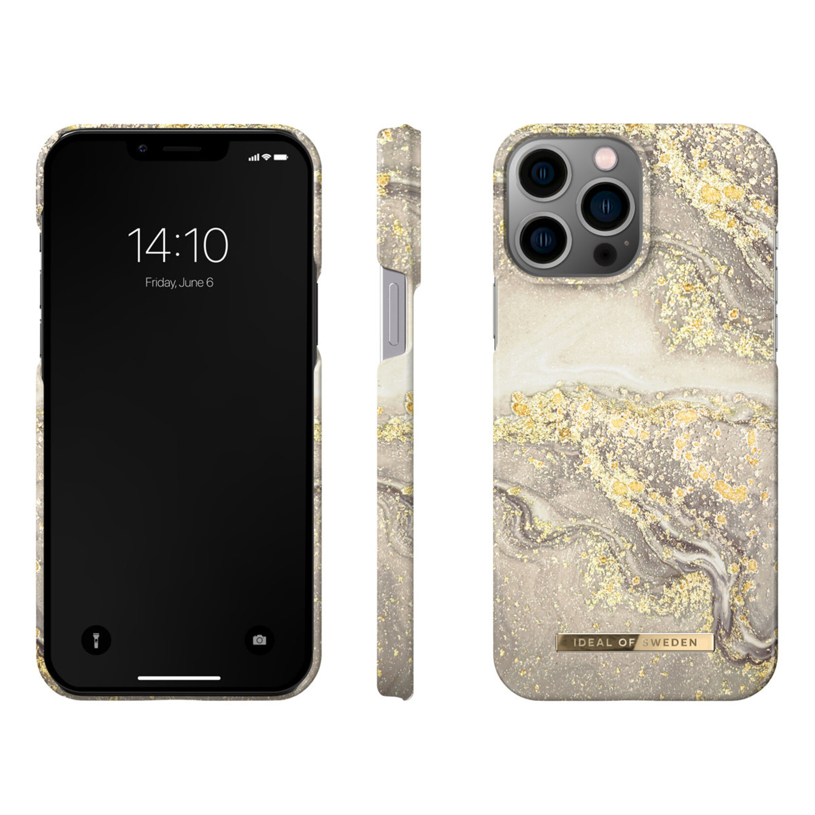 iDeal of Sweden iDeal of Sweden iPhone 14 Pro Max Kunststof Back Cover Hoesje - Greige Marble - Bescherm je Telefoon!