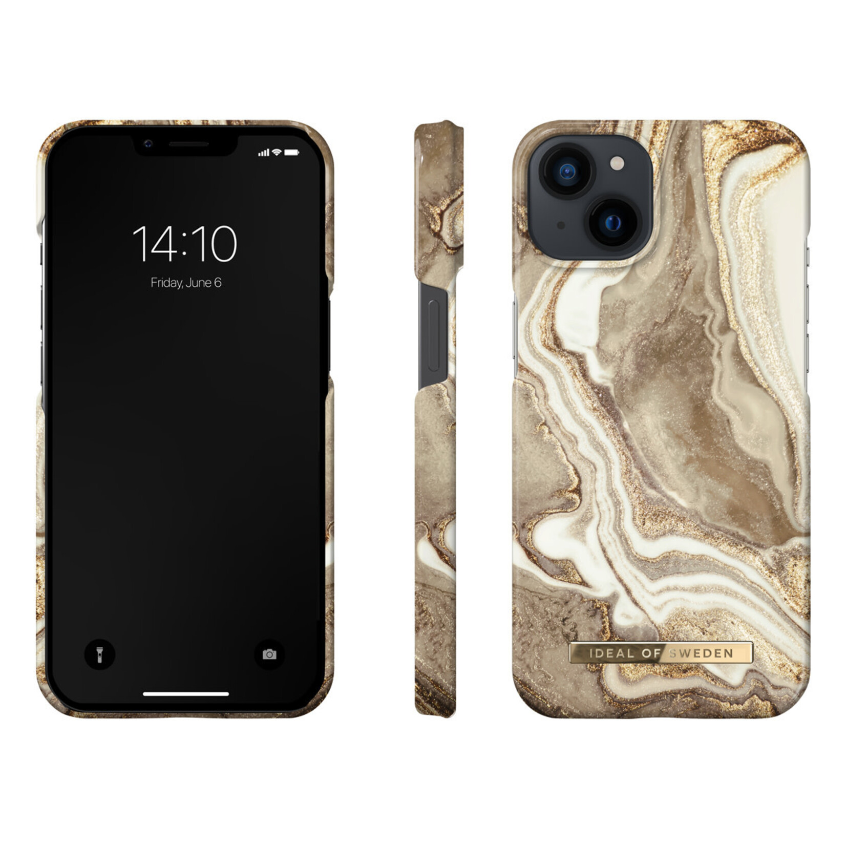 iDeal of Sweden iDeal of Sweden Sand Marble Back Cover Telefoonhoesje voor Apple iPhone 14 | Kunststof | Bescherming van Telefoon