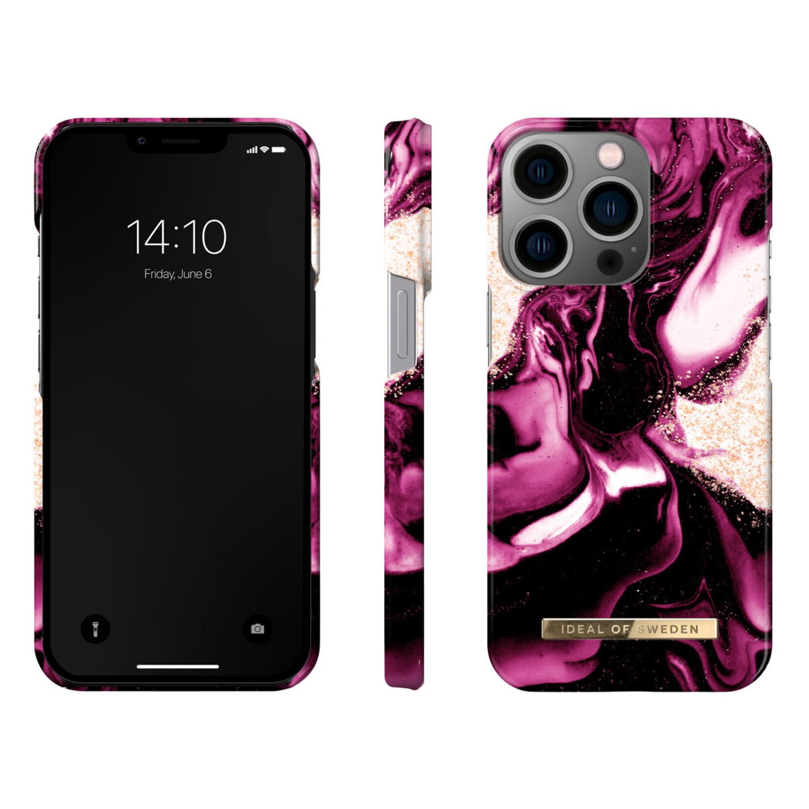 iDeal of Sweden iDeal of Sweden hoesje voor iPhone 14 Pro - Backcover - Fashion Case - Golden Ruby Marble