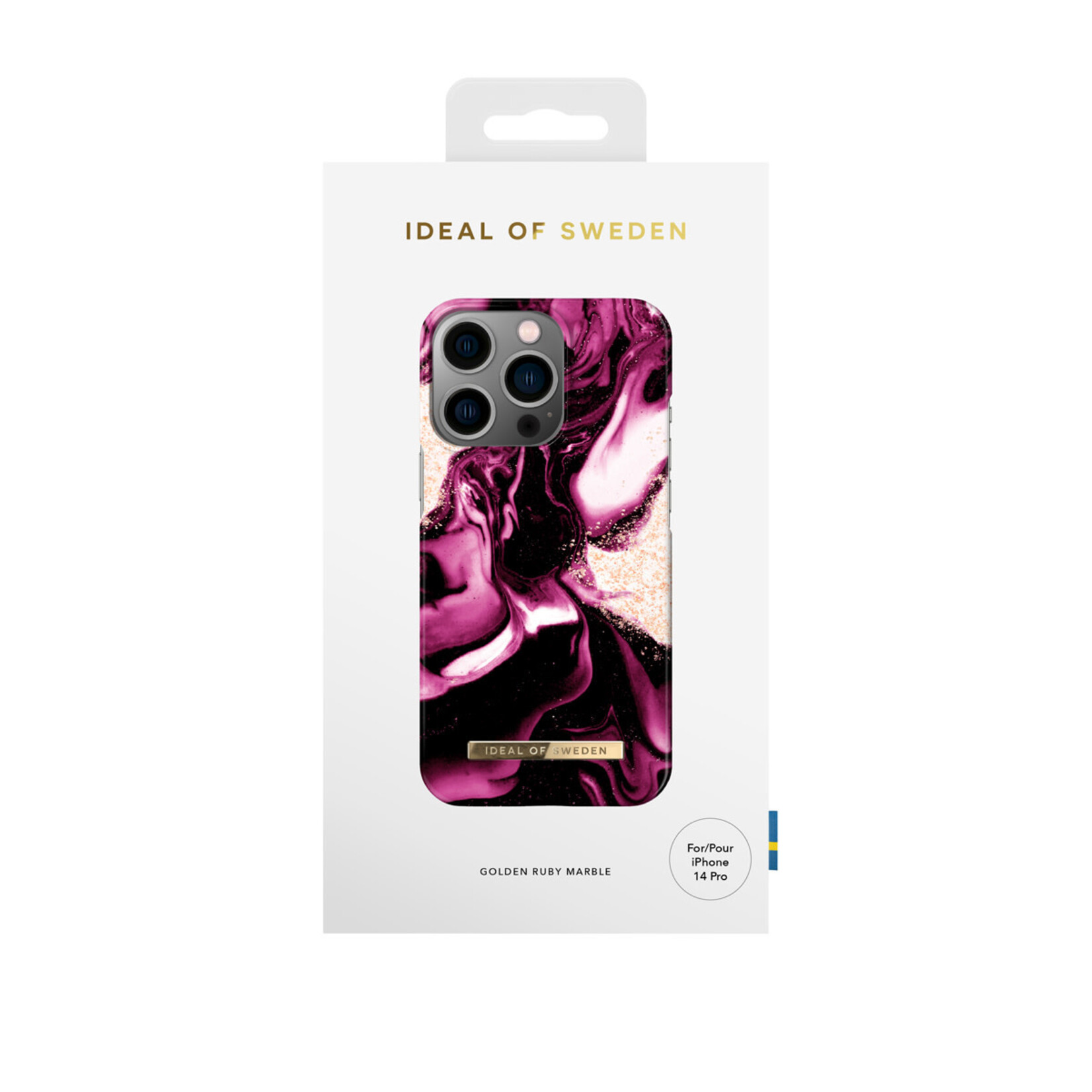 iDeal of Sweden iDeal of Sweden hoesje voor iPhone 14 Pro - Backcover - Fashion Case - Golden Ruby Marble