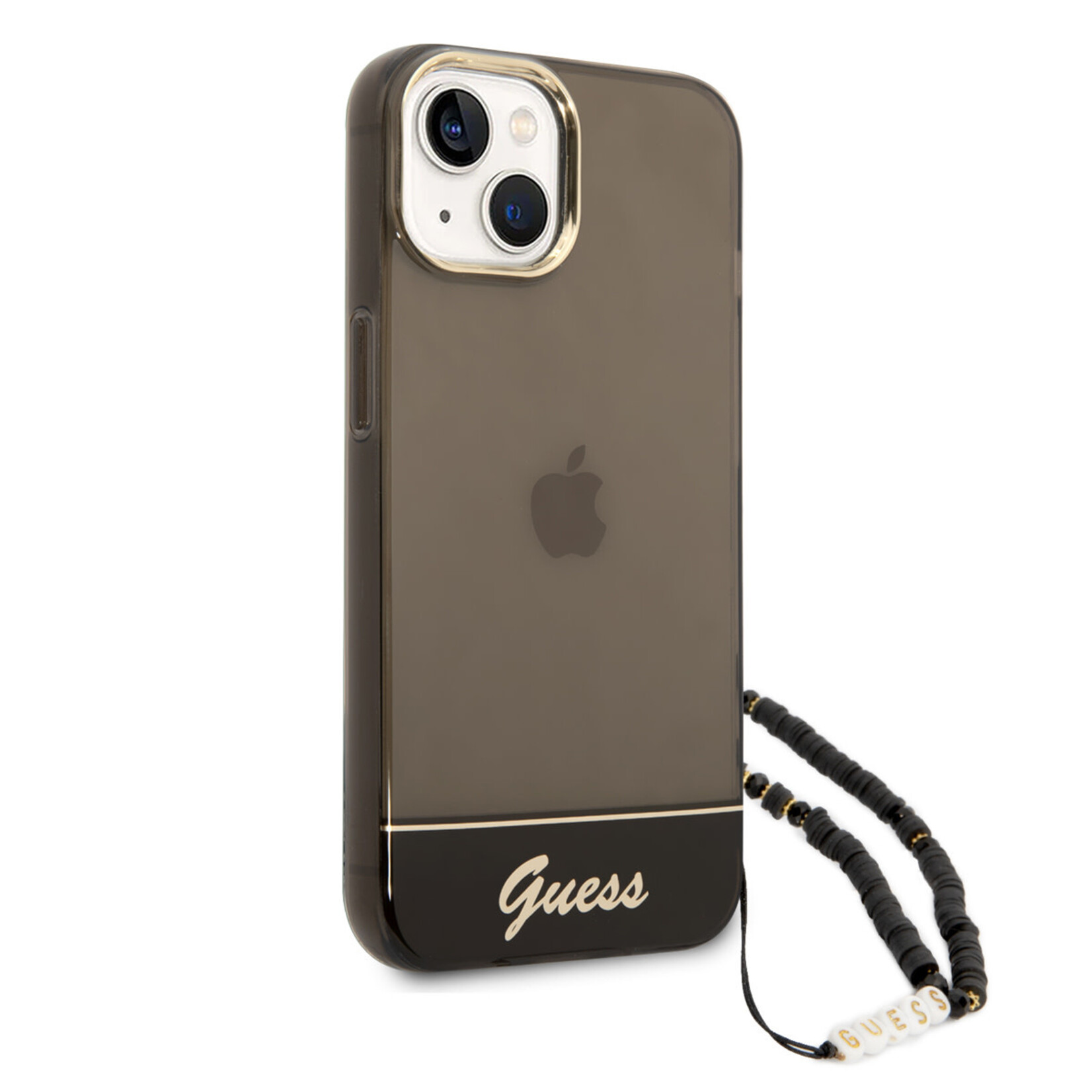 Guess Guess iPhone 14 Back Cover TPU Hoesje - Transparant/Zwart - Bescherm je Telefoon & Voorkom Kras- en Stootschade