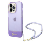 Guess Guess Telefoonhoesje voor Apple iPhone 14 Pro | Paars Transparant | TPU Bescherming | Back Cover