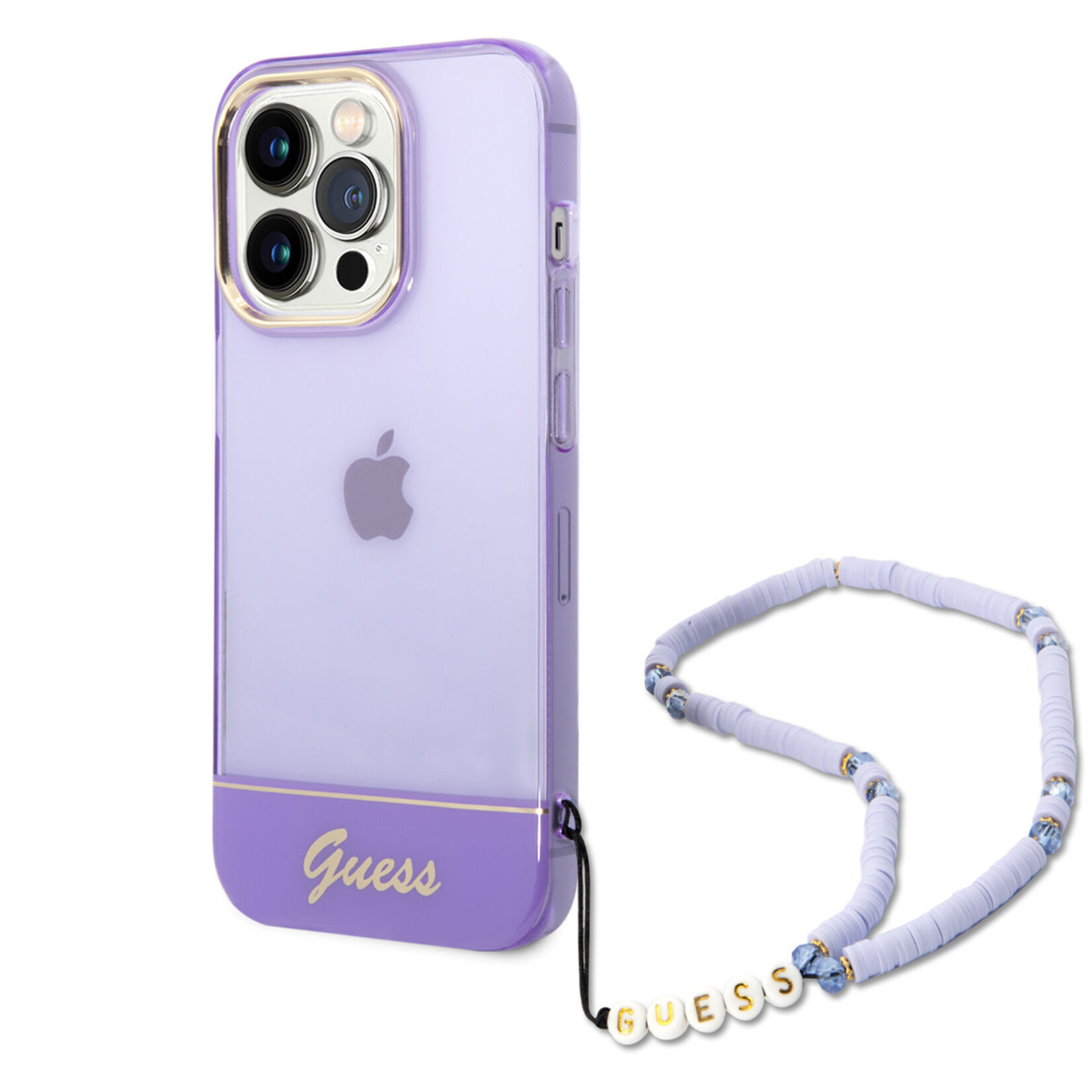 Guess Guess Telefoonhoesje voor Apple iPhone 14 Pro | Paars Transparant | TPU Bescherming | Back Cover