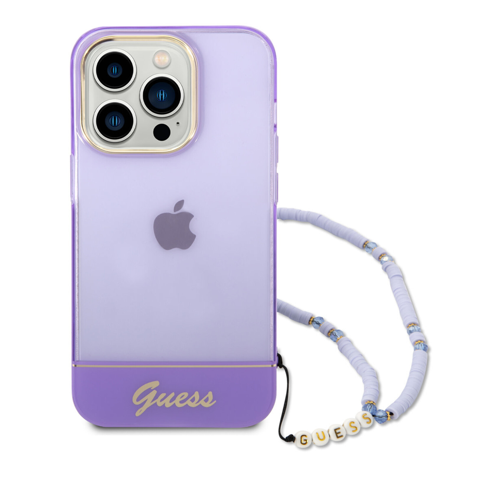 Guess Guess Telefoonhoesje voor Apple iPhone 14 Pro | Paars Transparant | TPU Bescherming | Back Cover
