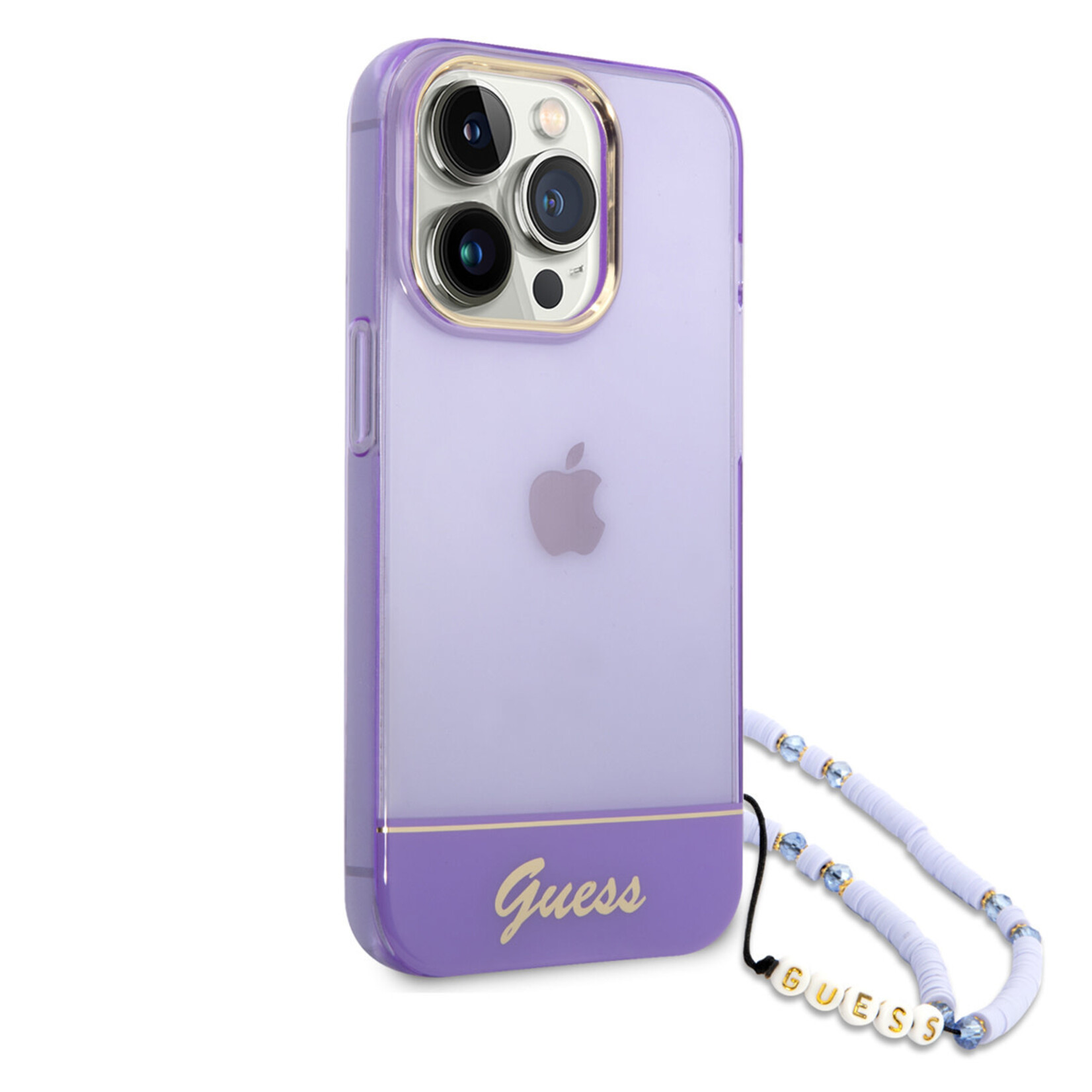 Guess Guess Telefoonhoesje voor Apple iPhone 14 Pro | Paars Transparant | TPU Bescherming | Back Cover