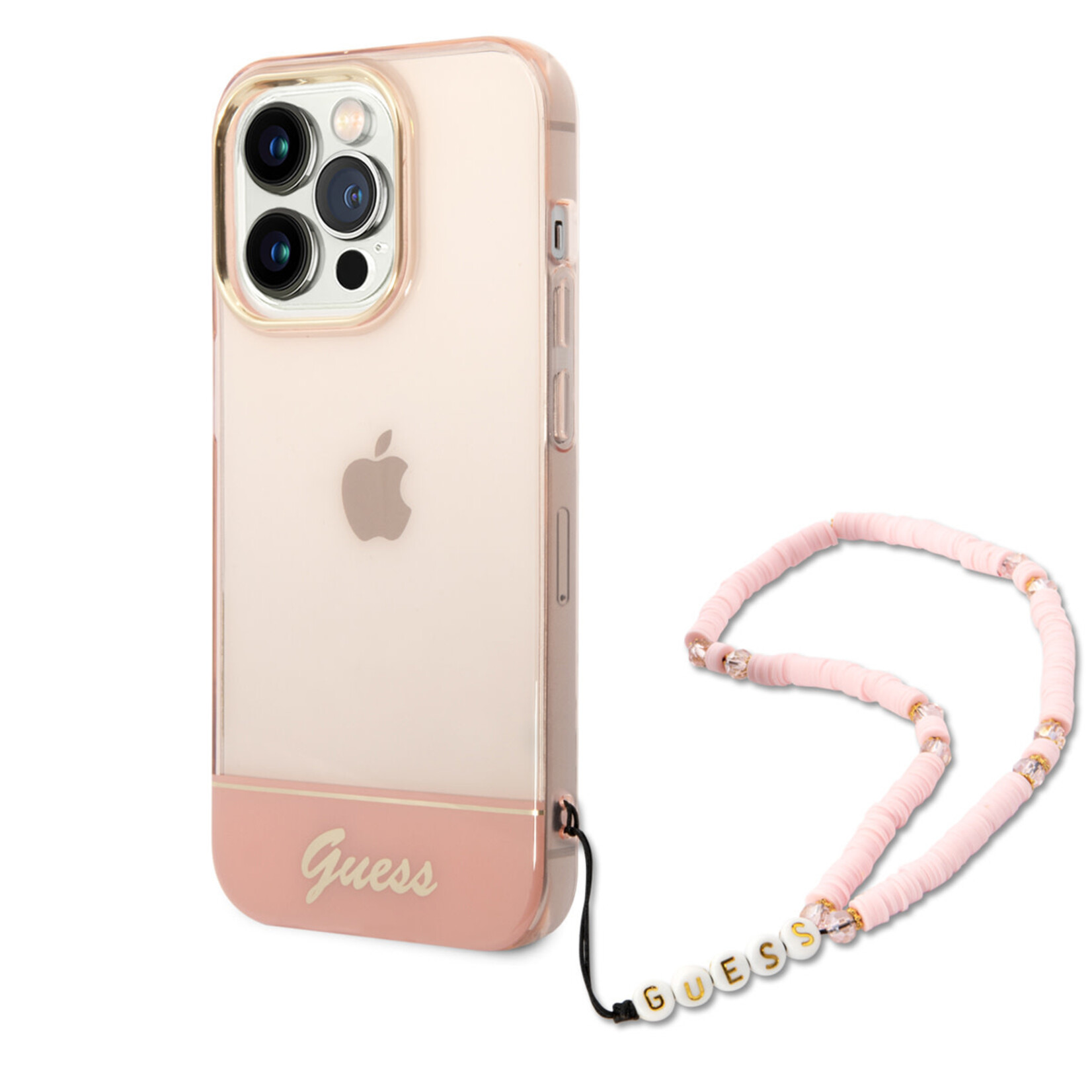Guess Guess Transparante Roze TPU Back Cover Smartphonehoesje voor Apple iPhone 14 Pro - Bescherming & Stijl