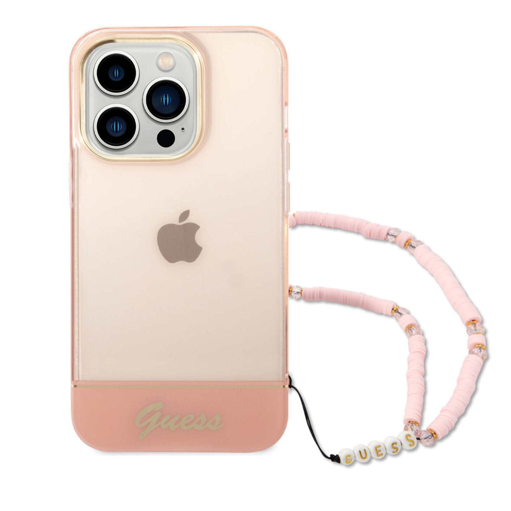 Guess Guess Transparante Roze TPU Back Cover Smartphonehoesje voor Apple iPhone 14 Pro - Bescherming & Stijl
