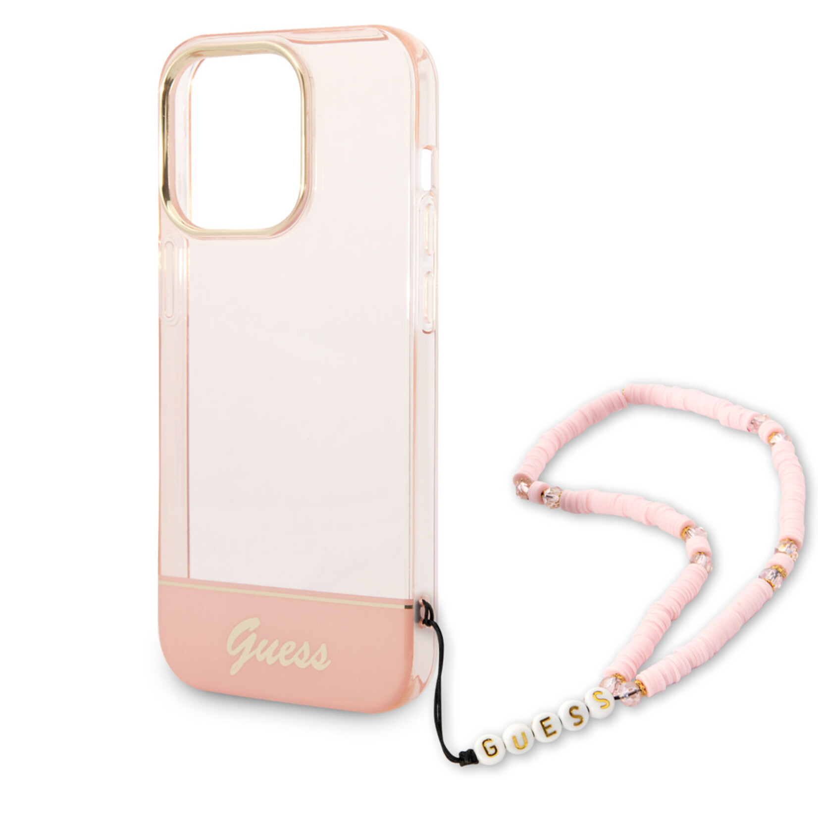 Guess Guess Transparante Roze TPU Back Cover Smartphonehoesje voor Apple iPhone 14 Pro - Bescherming & Stijl