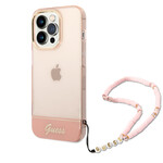 Guess Guess iPhone 14 Pro Max Telefoonhoesje | Roze Transparant | TPU Materiaal | Back Cover Bescherming