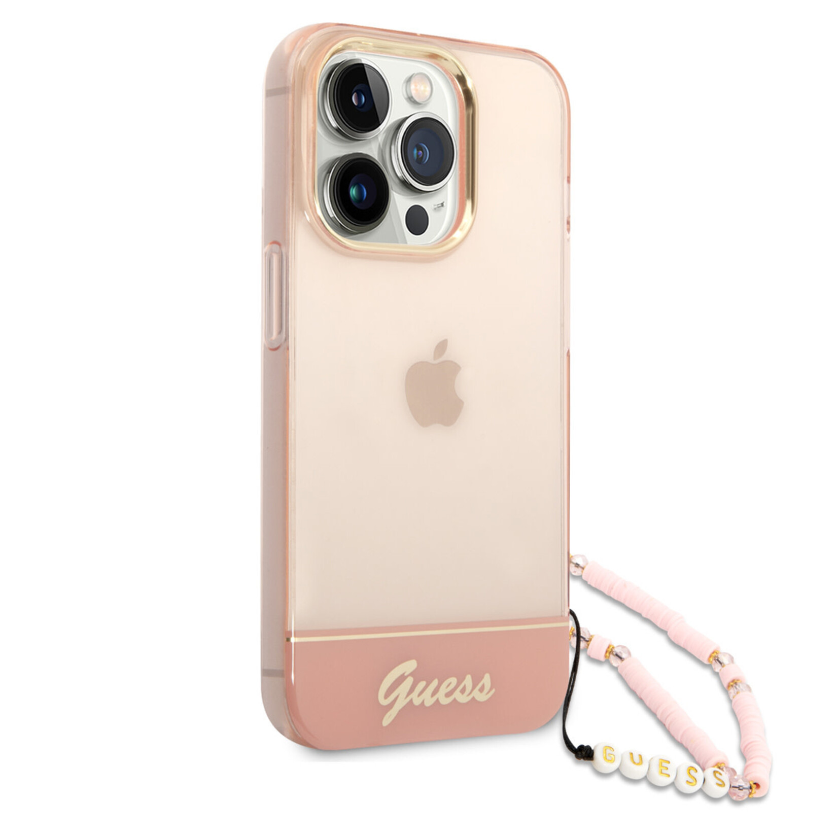 Guess Guess iPhone 14 Pro Max Telefoonhoesje | Roze Transparant | TPU Materiaal | Back Cover Bescherming