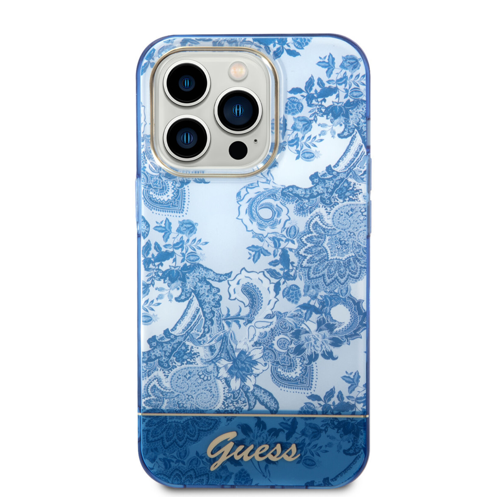 Guess Guess hoesje voor iPhone 14 Pro Max - Backcover - Porselein Collectie - Blauw