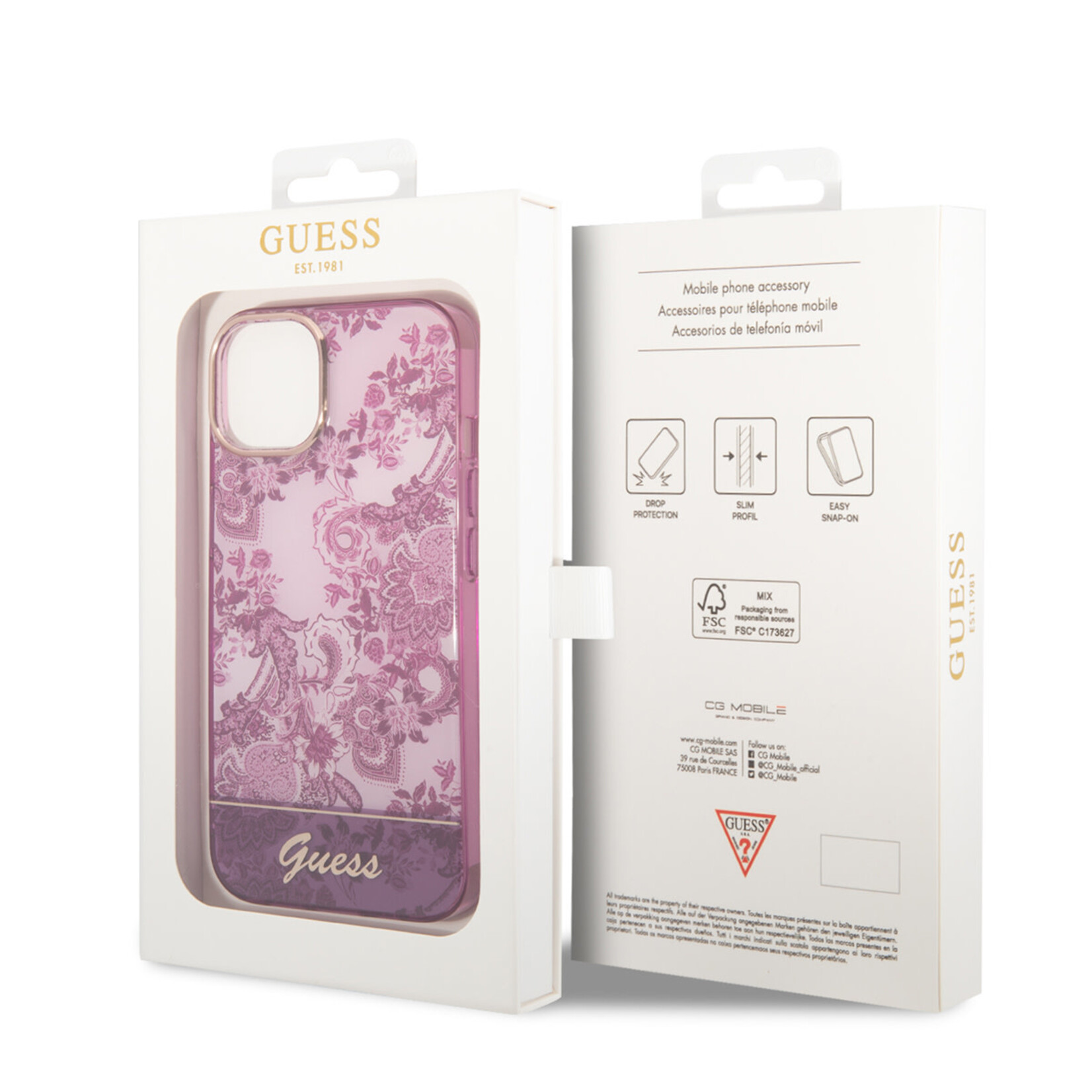 Guess GUESS Telefoonhoesje voor Apple iPhone 14 - Kleur: Roze - Back Cover - TPU Materiaal - Bescherming van Telefoon
