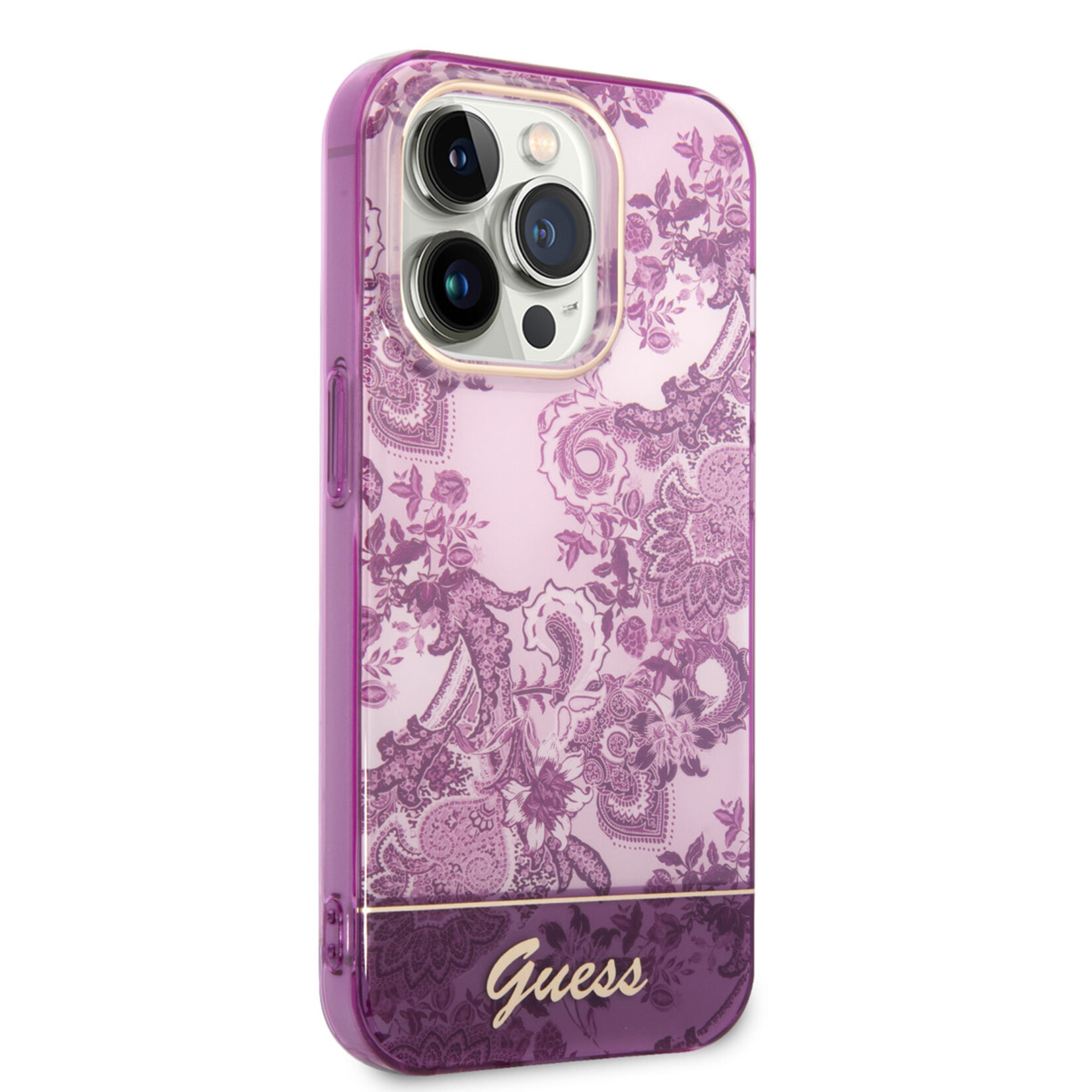 Guess Guess Telefoonhoesje voor Apple iPhone 14 Pro – Roze TPU Back Cover – Bescherm je Telefoon!