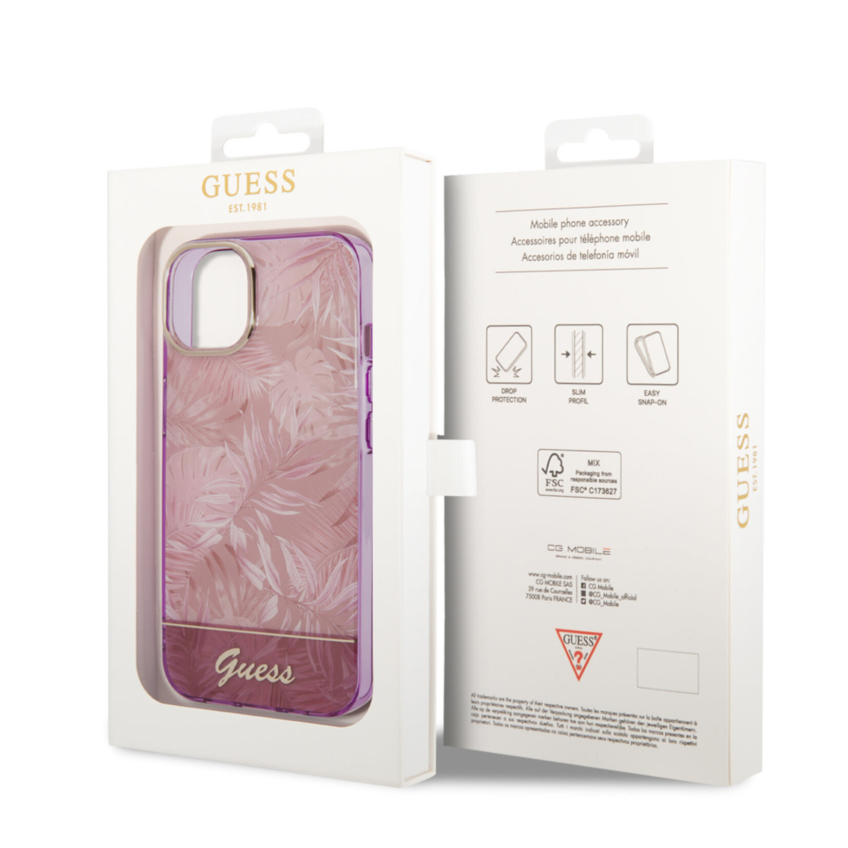 Guess GUESS Telefoonhoesje voor Apple iPhone 14 - Kleur: Roze - Back Cover - TPU Materiaal - Bescherming van Telefoon