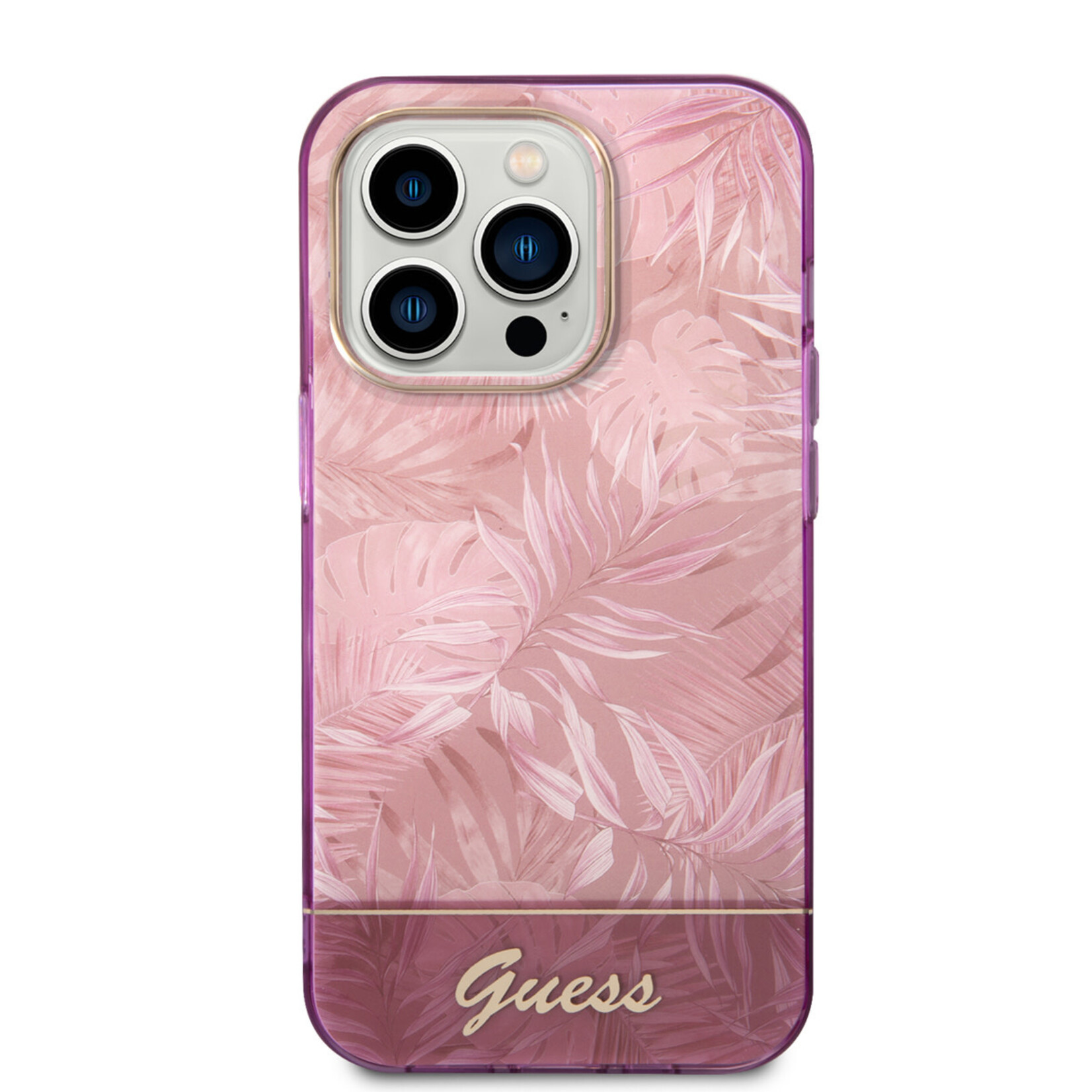 Guess Guess Telefoonhoesje voor Apple iPhone 14 Pro – Roze TPU Back Cover – Bescherm je Telefoon!