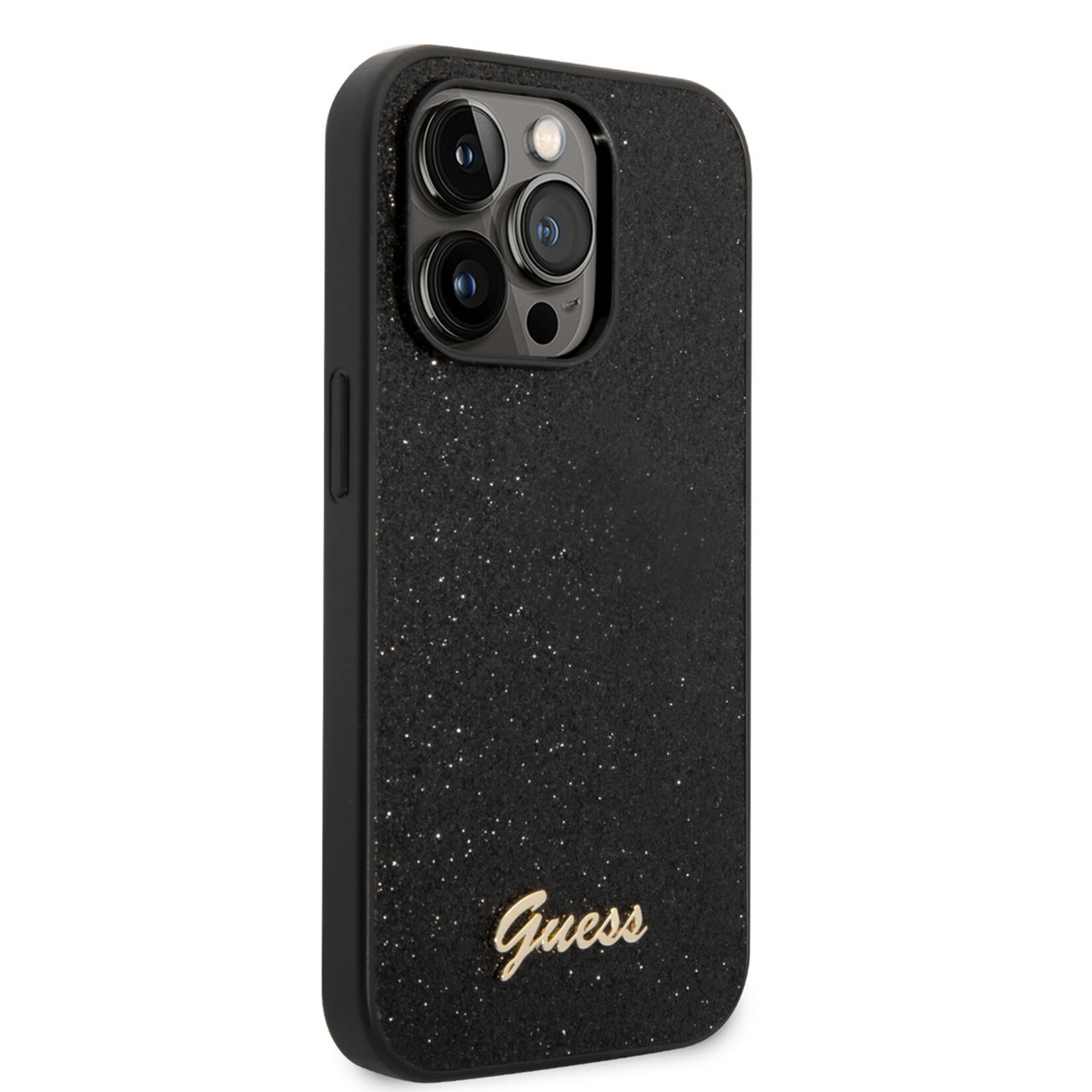 Guess Guess hoesje voor iPhone 14 Pro - Backcover - Glitter Script - Zwart