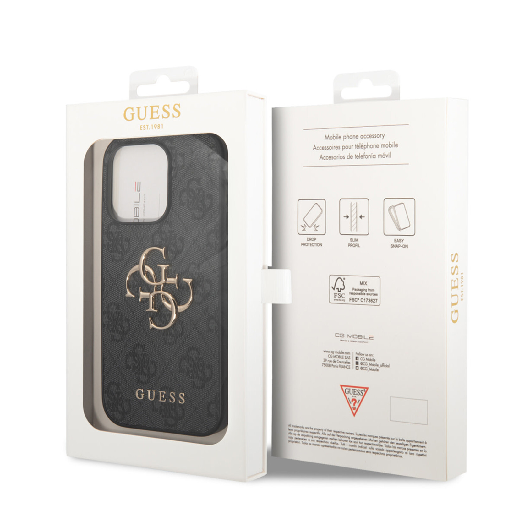 Guess Guess Telefoonhoesje voor Apple iPhone 14 Pro - Kleur: Grijs - Back Cover - Materiaal: PU - Bescherming van Telefoon