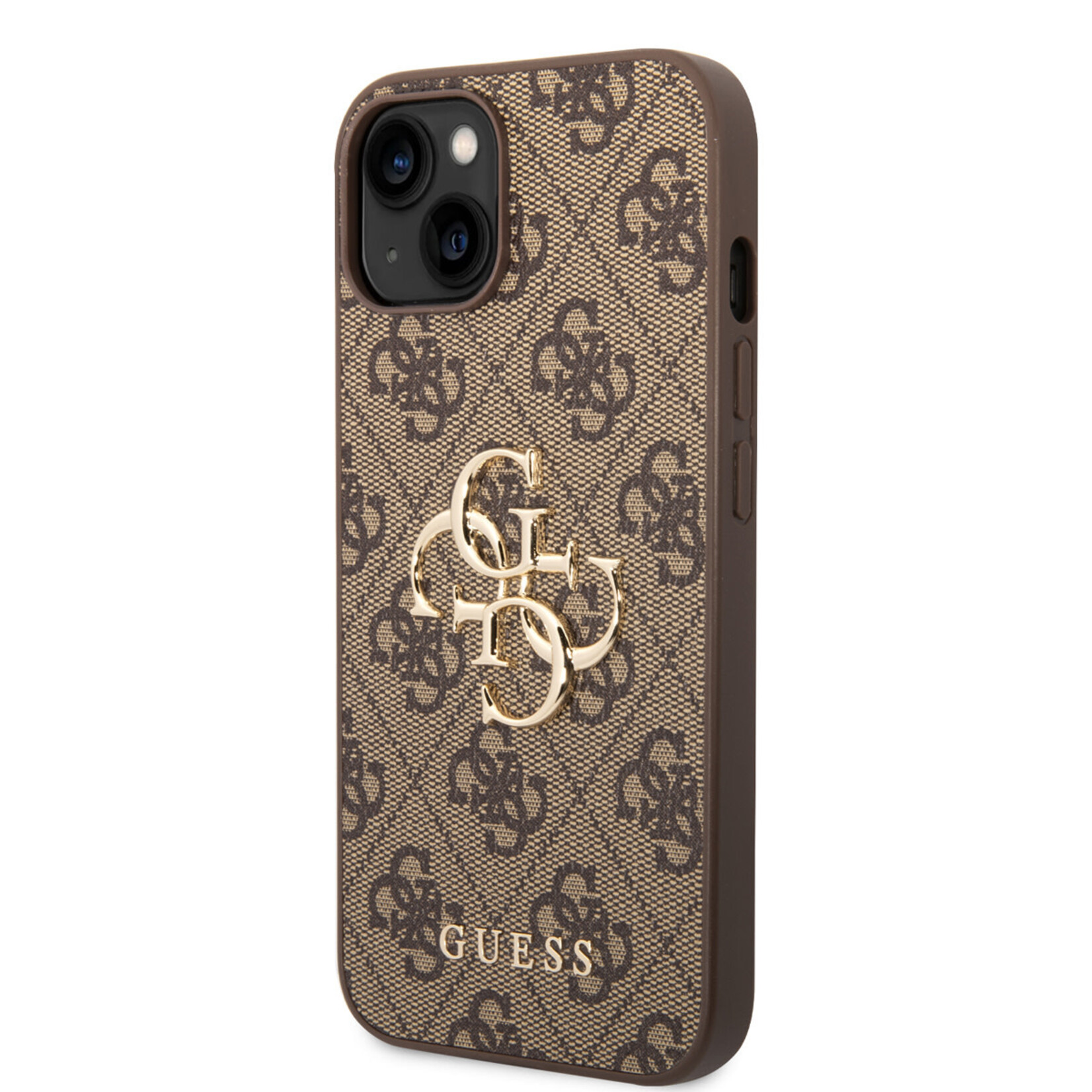 Guess Guess hoesje voor iPhone 14 - Backcover - 4G - Big Metal Logo - Bruin