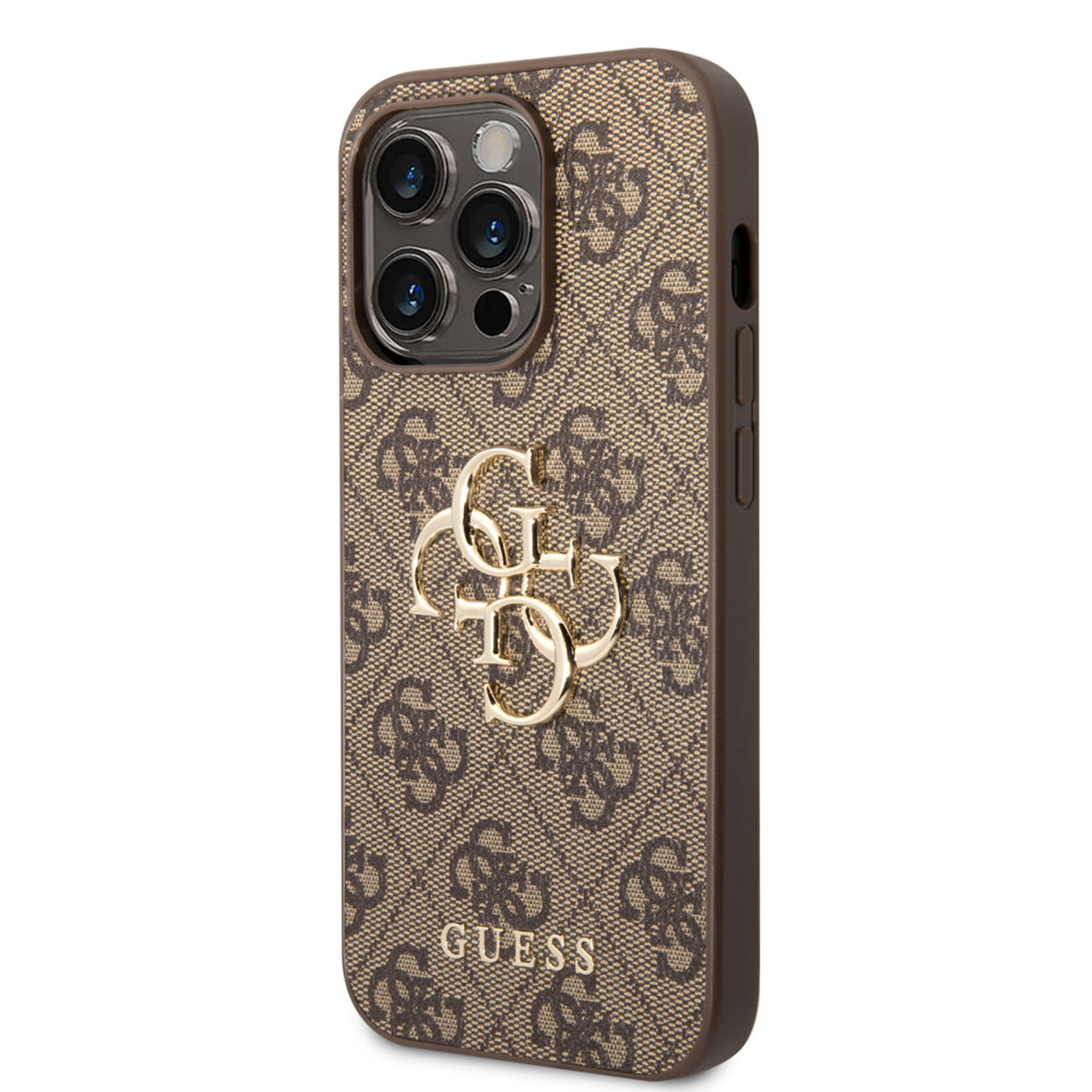 Guess Guess Back Cover voor Apple iPhone 14 Pro - Beschermende PU Hoes met Bruine Kleur - Telefoonhoesje met Uitstekende Bescherming.