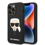 Karl Lagerfeld Karl Lagerfeld hoesje voor iPhone 14 Pro - Backcover - Karl's Head - Zwart