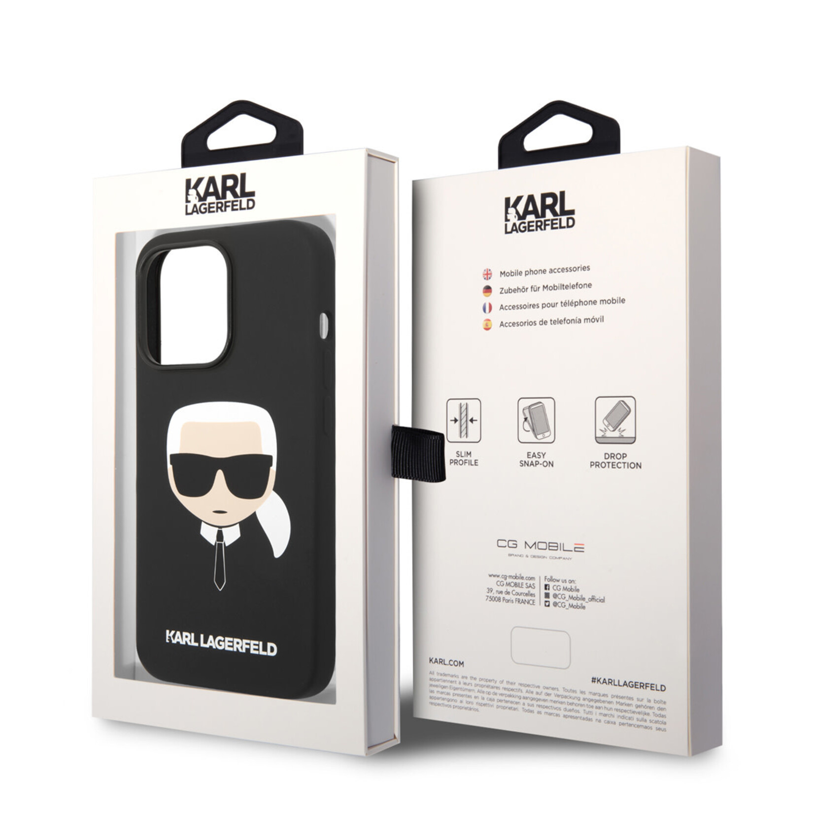 Karl Lagerfeld Karl Lagerfeld hoesje voor iPhone 14 Pro - Backcover - Karl's Head - Zwart