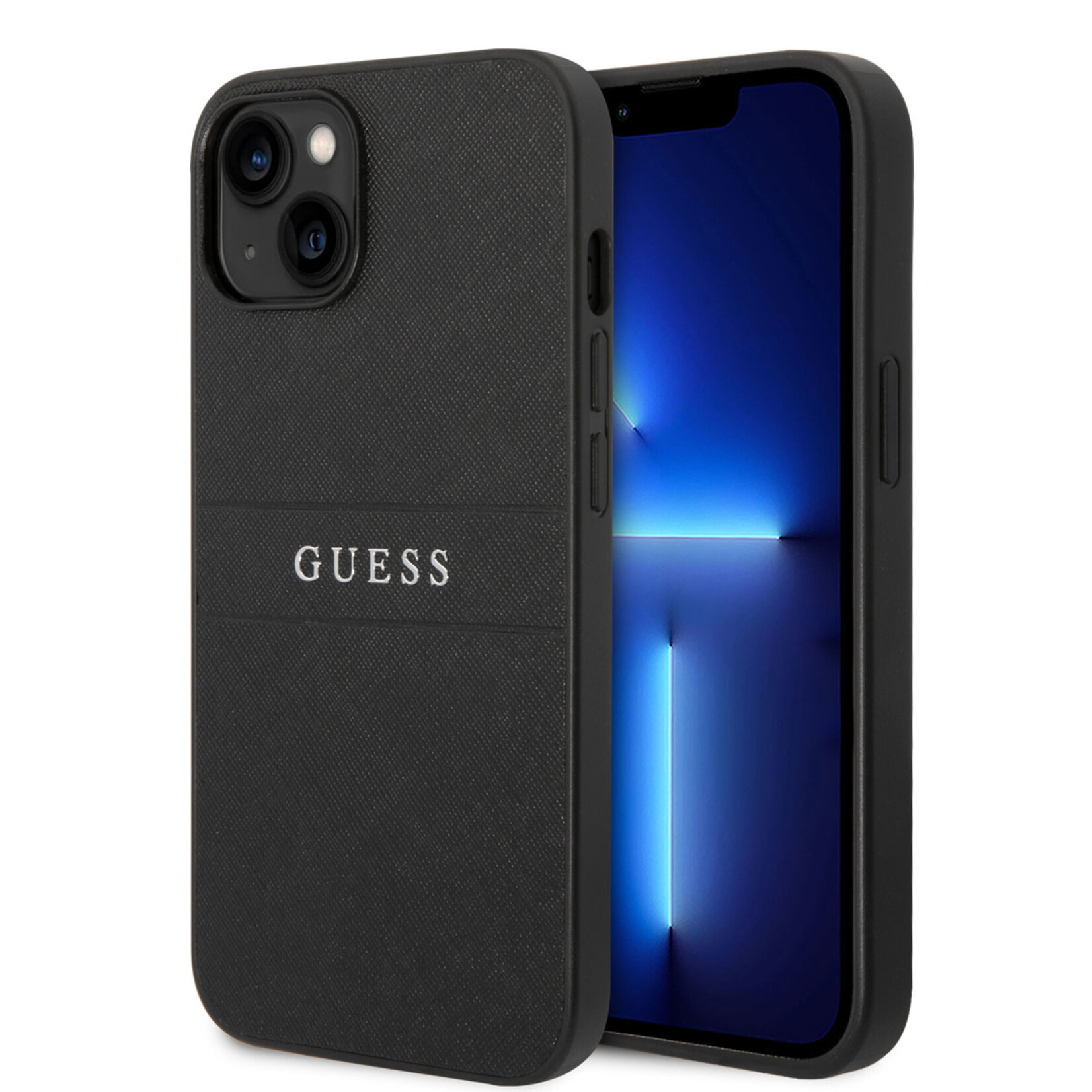 Guess Guess iPhone 14 Back Cover Telefoonhoesje - Bescherm je telefoon, PU Saffiano, Zwart.