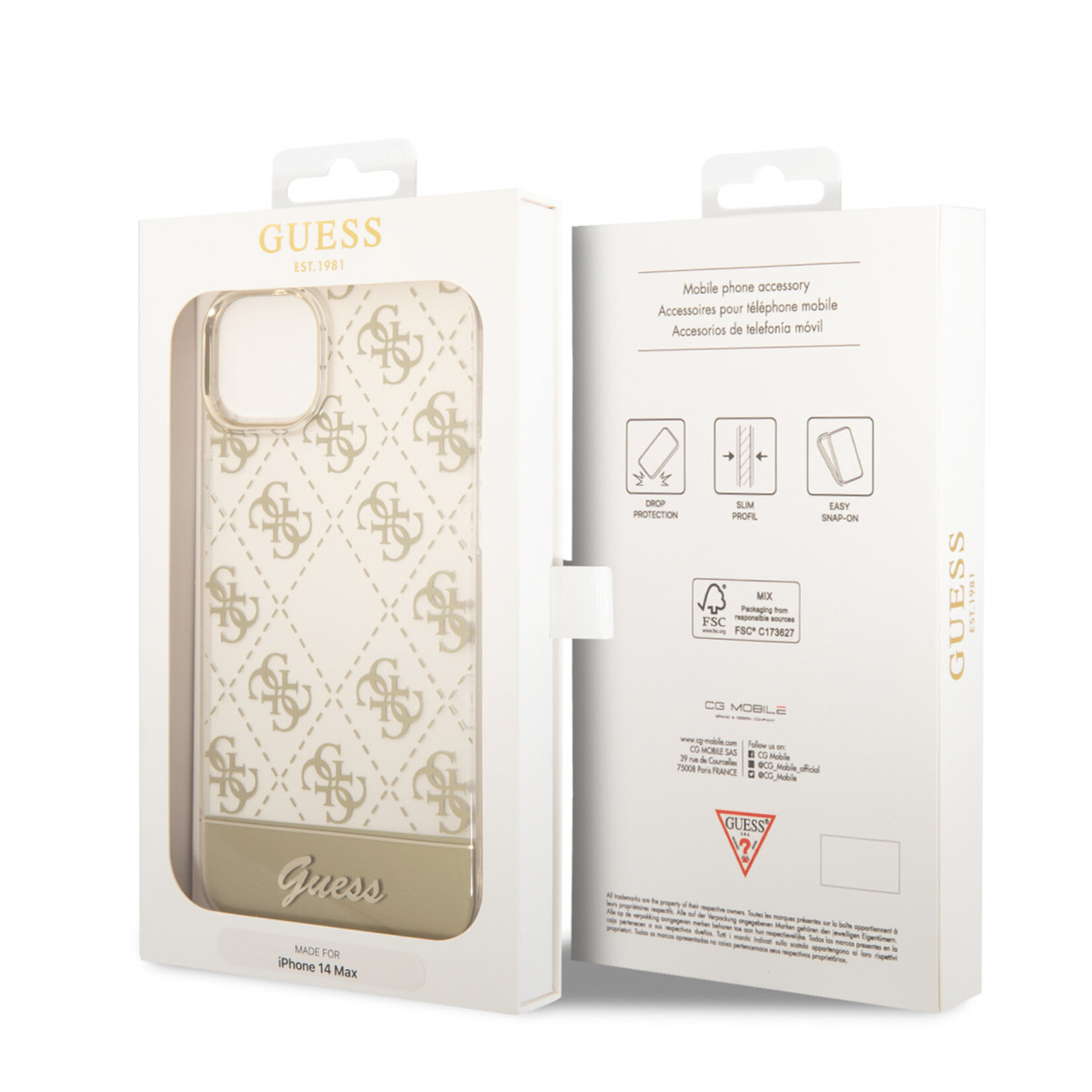 Guess Guess Telefoonhoesje voor Apple iPhone 14 Plus – Goud, TPU Back Cover – Bescherm je Smartphone & Stijlvolle Look