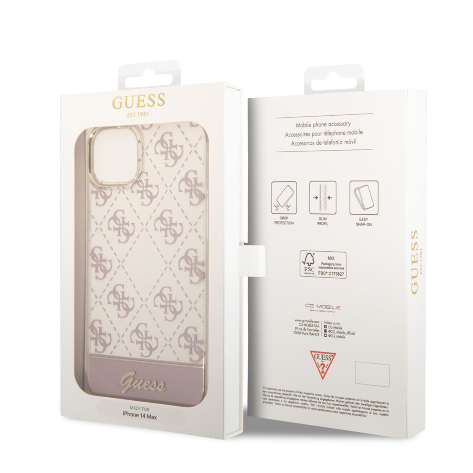 Guess Guess Roze TPU Telefoonhoesje voor Apple iPhone 14 Plus - Bescherm je Telefoon met Back Cover & TPU Materiaal