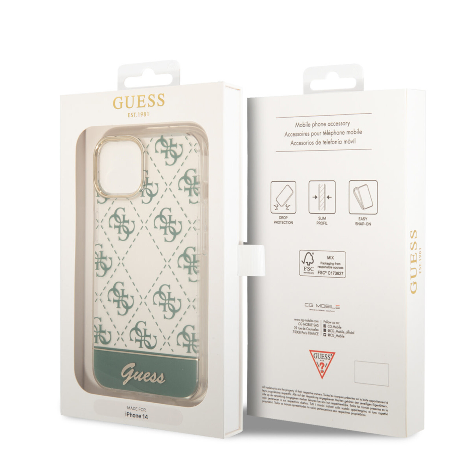 Guess Guess Telefoonhoesje voor Apple iPhone 14 - Beschermende TPU Back Cover - Groen