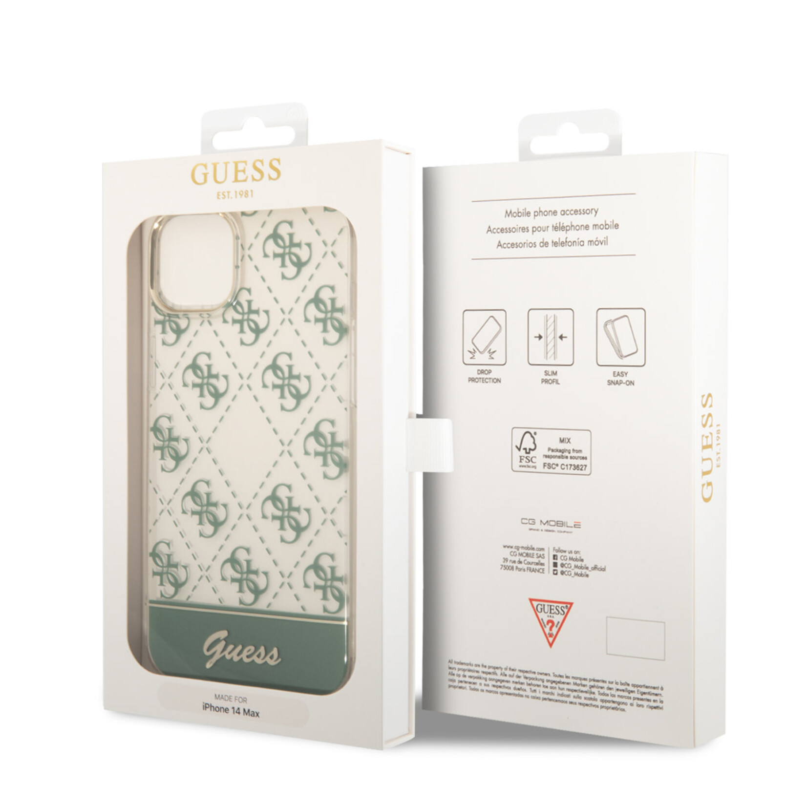 Guess Guess Apple iPhone 14 Plus Back Cover Telefoonhoesje - Groen TPU met Bescherming van Telefoon