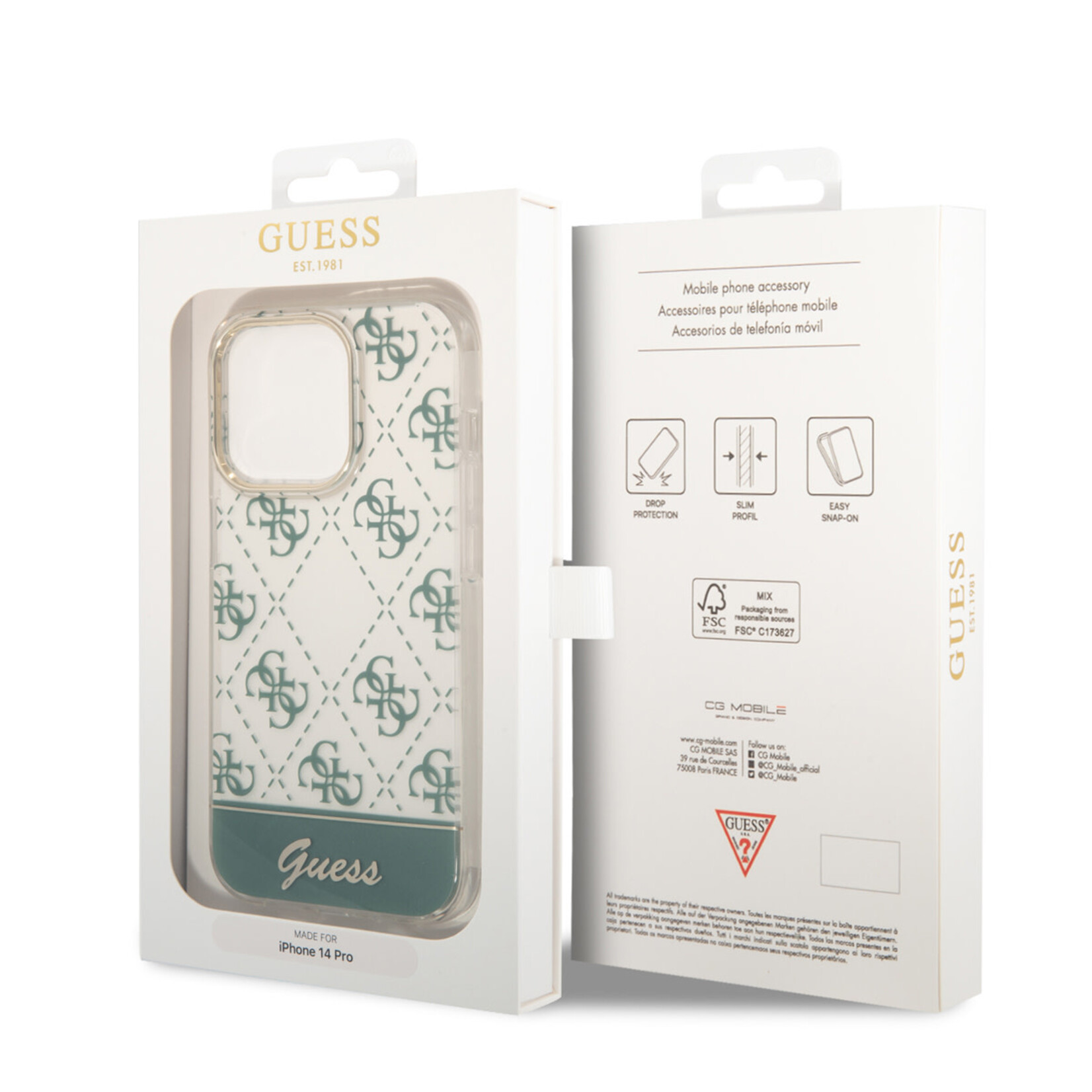 Guess GUESS Apple iPhone 14 Pro Back Cover TPU-hoesje - Groen - Bescherm uw telefoon.