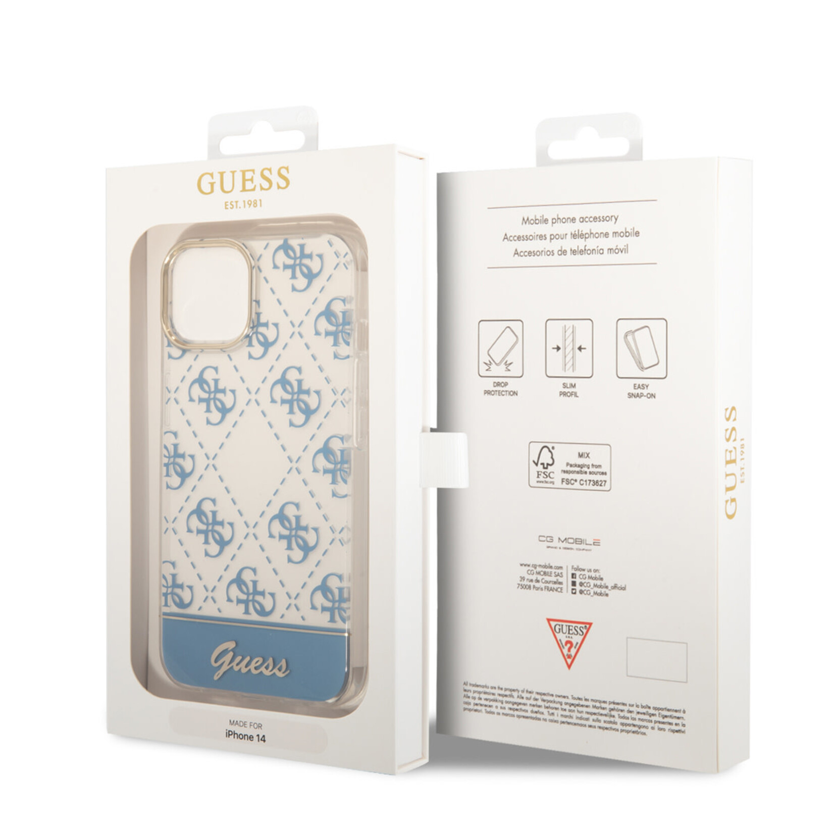 Guess Guess iPhone 14 Back Cover TPU Hoesje - Blauw - Bescherm Je Telefoon - Compatibel met Apple iPhone 14