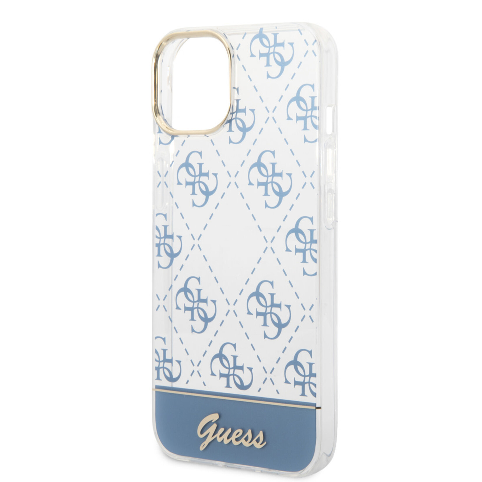 Guess Guess hoesje voor iPhone 14 Plus - Backcover - 4G Pattern Script - Blauw