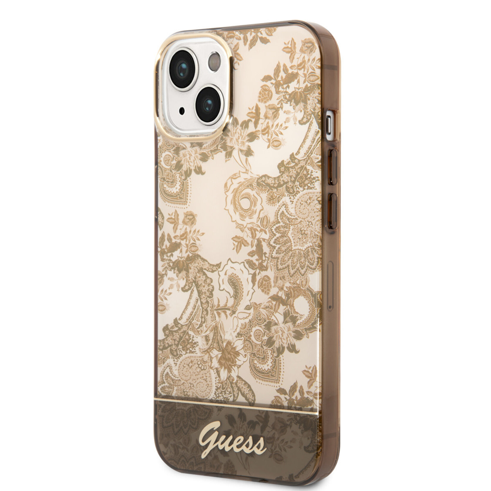 Guess Guess Telefoonhoesje voor Apple iPhone 14 - Bruin TPU Back Cover met Bescherming van Telefoon.